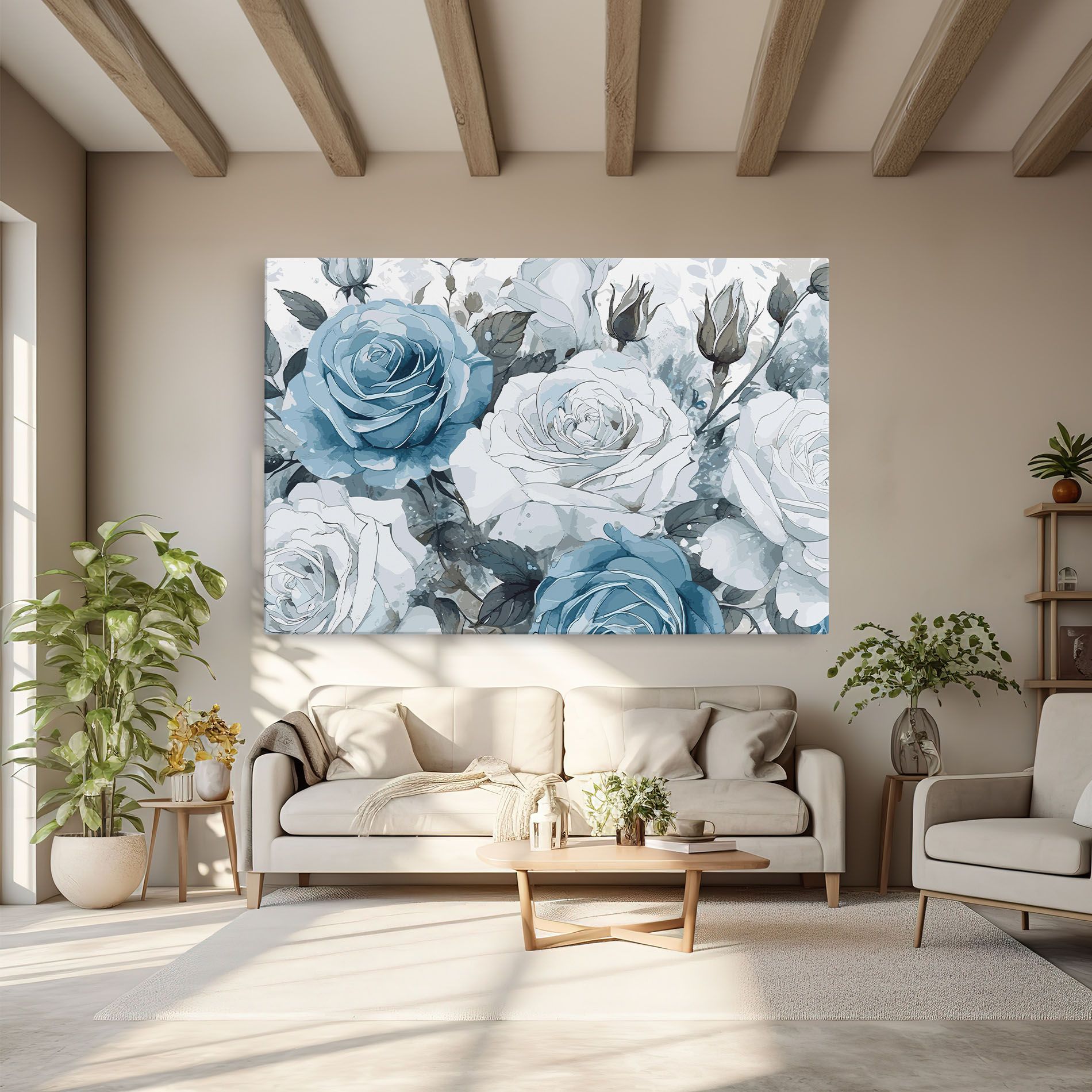 Blue White Rose mockup 6