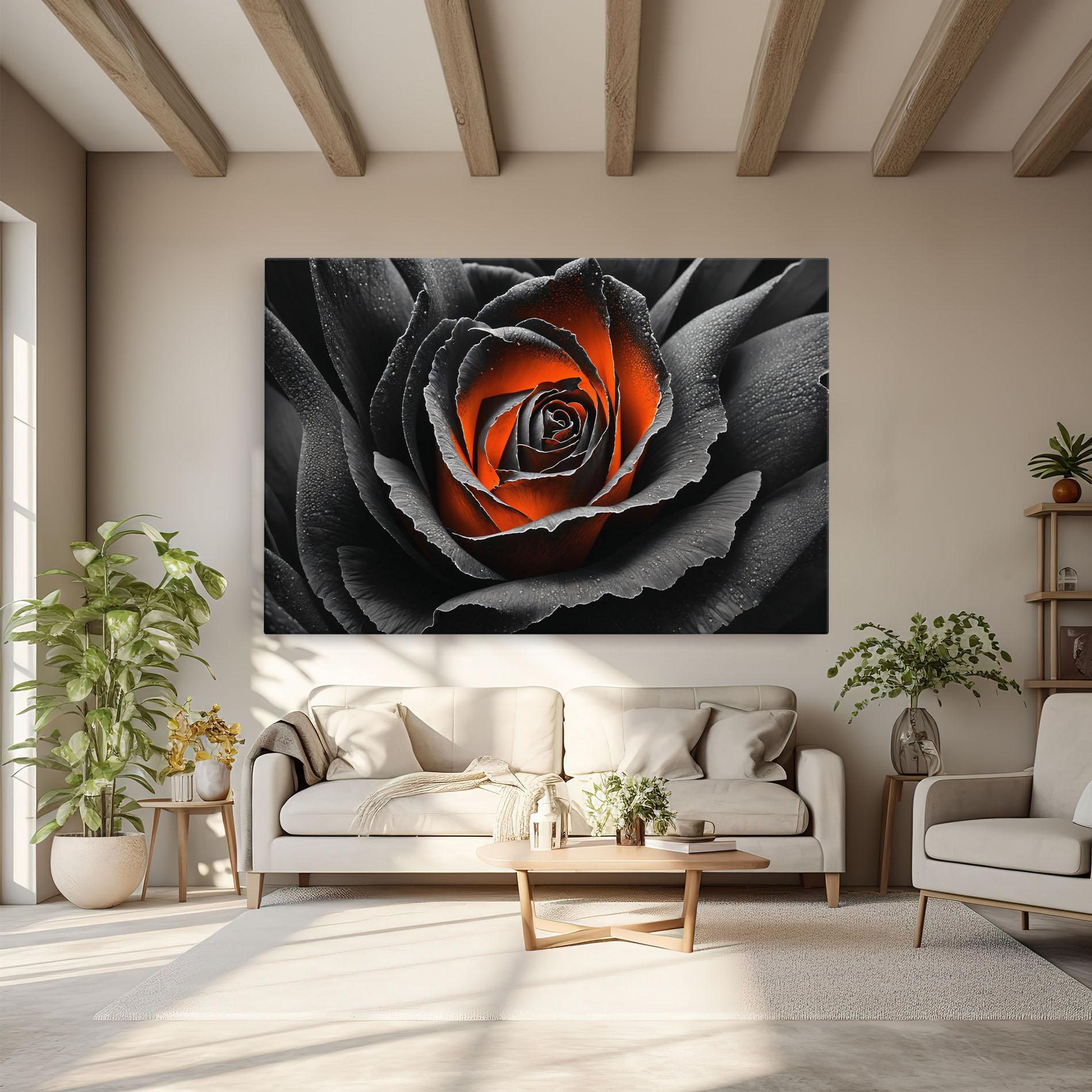 Tablou Canvas Grey Orange Rose mockup 6