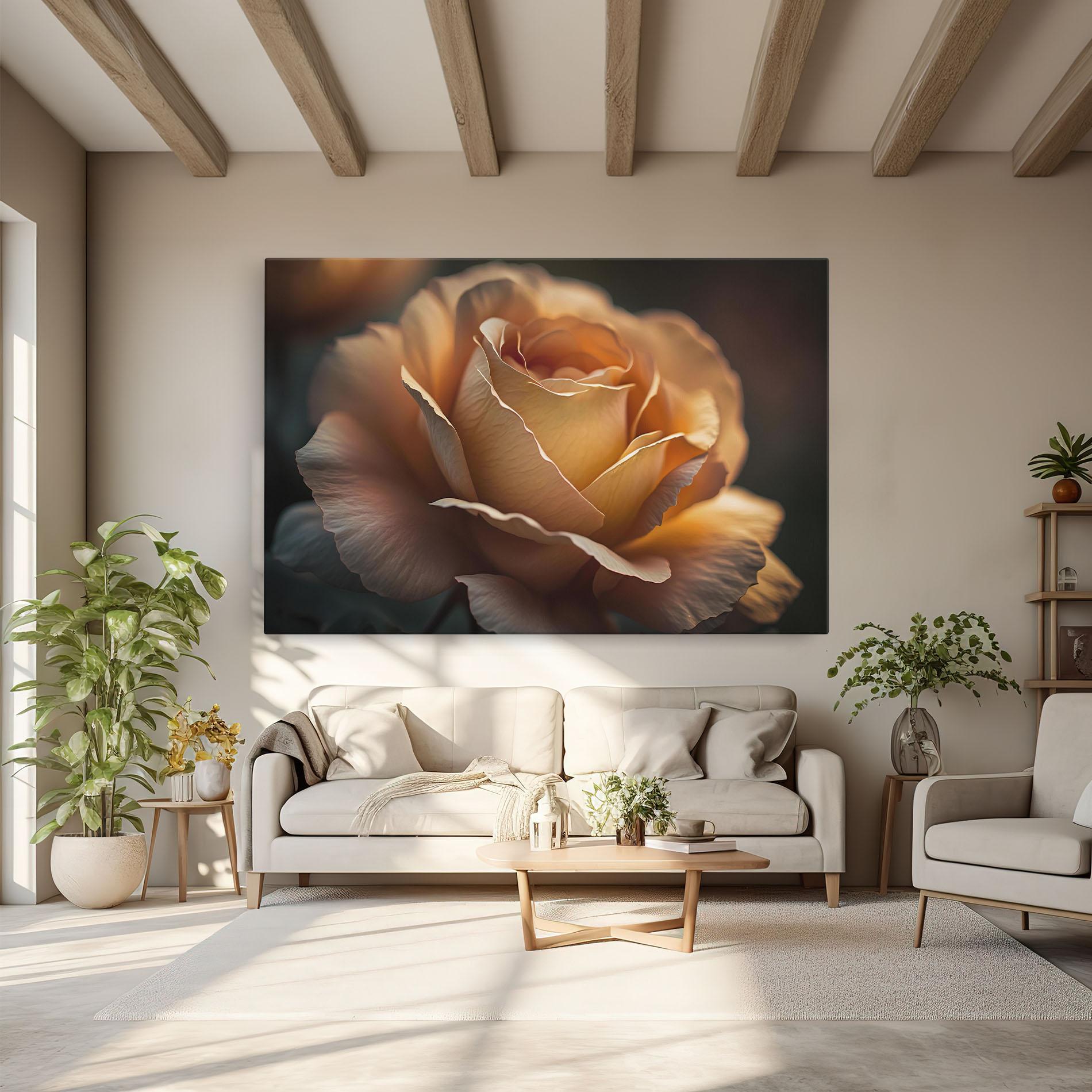Tablou Canvas Light Orange Rose Close Up mockup 6