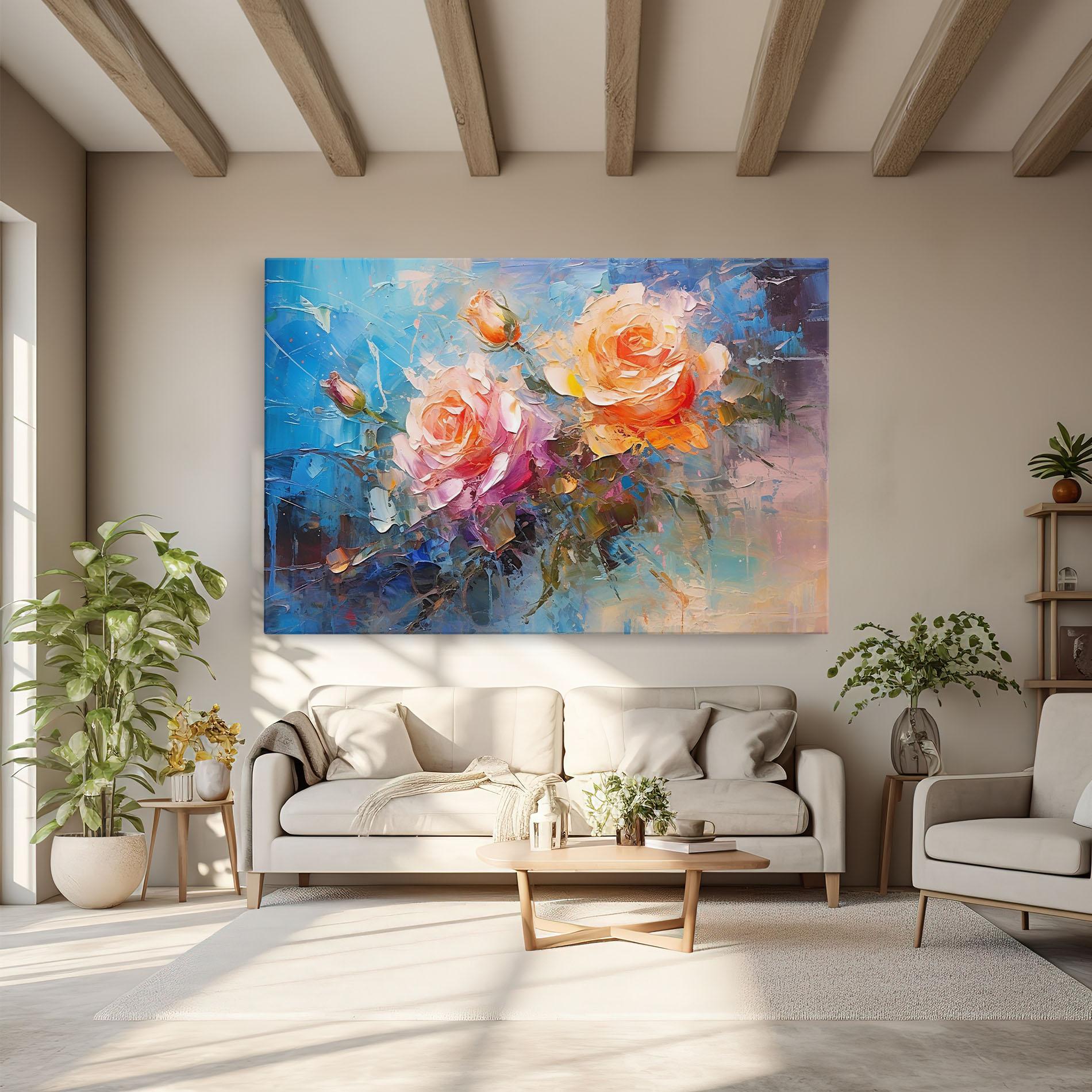 Tablou Canvas Light Orange Rose Painting mockup 6