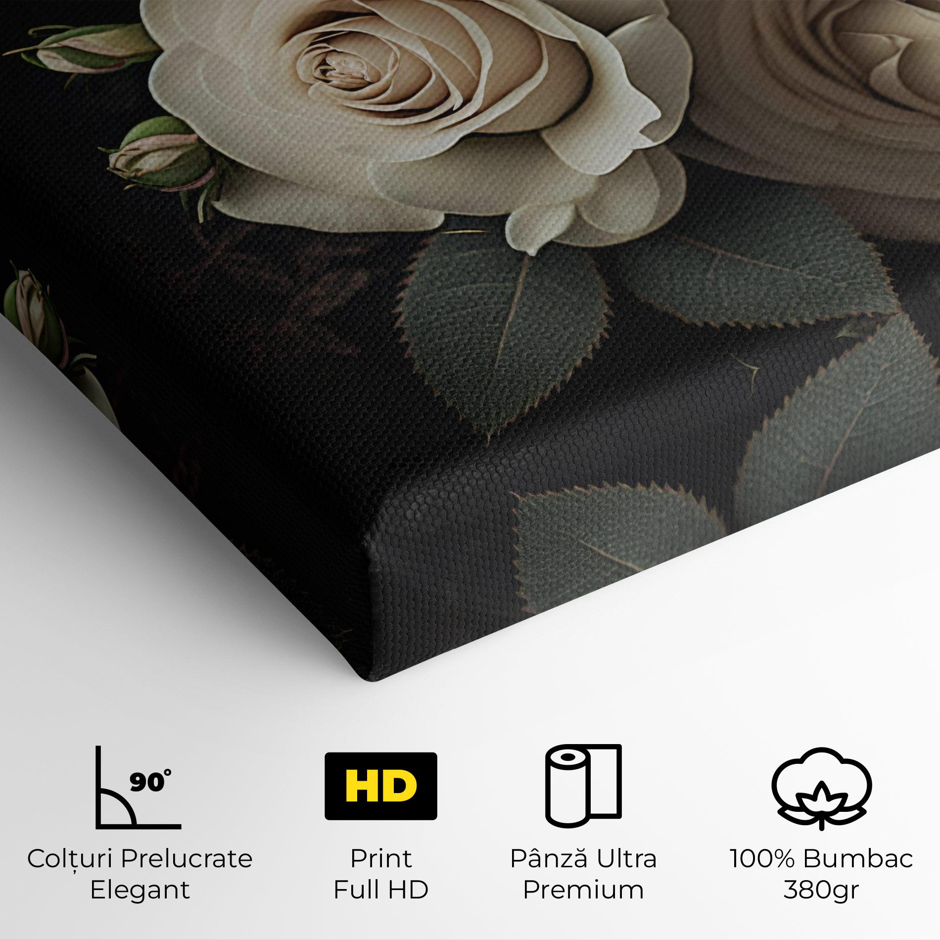Tablou Canvas Cream Roses Close Up mockup 4