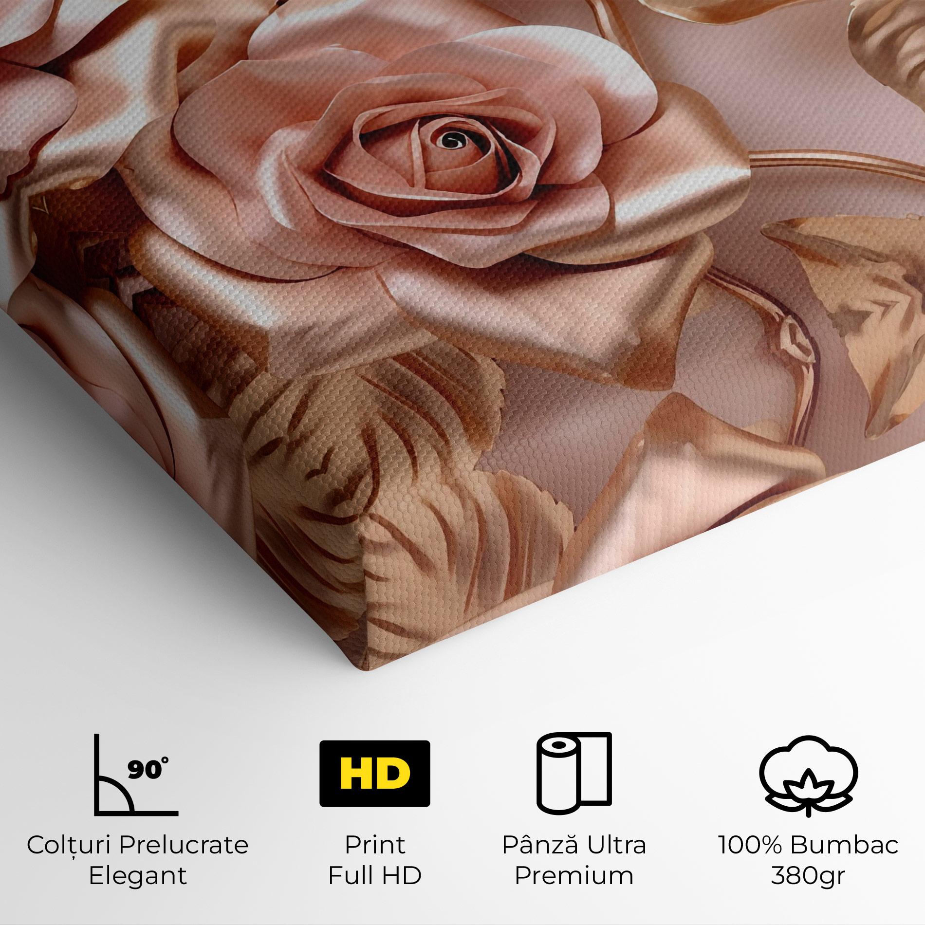Tablou Canvas Pink Golden Roses mockup 4