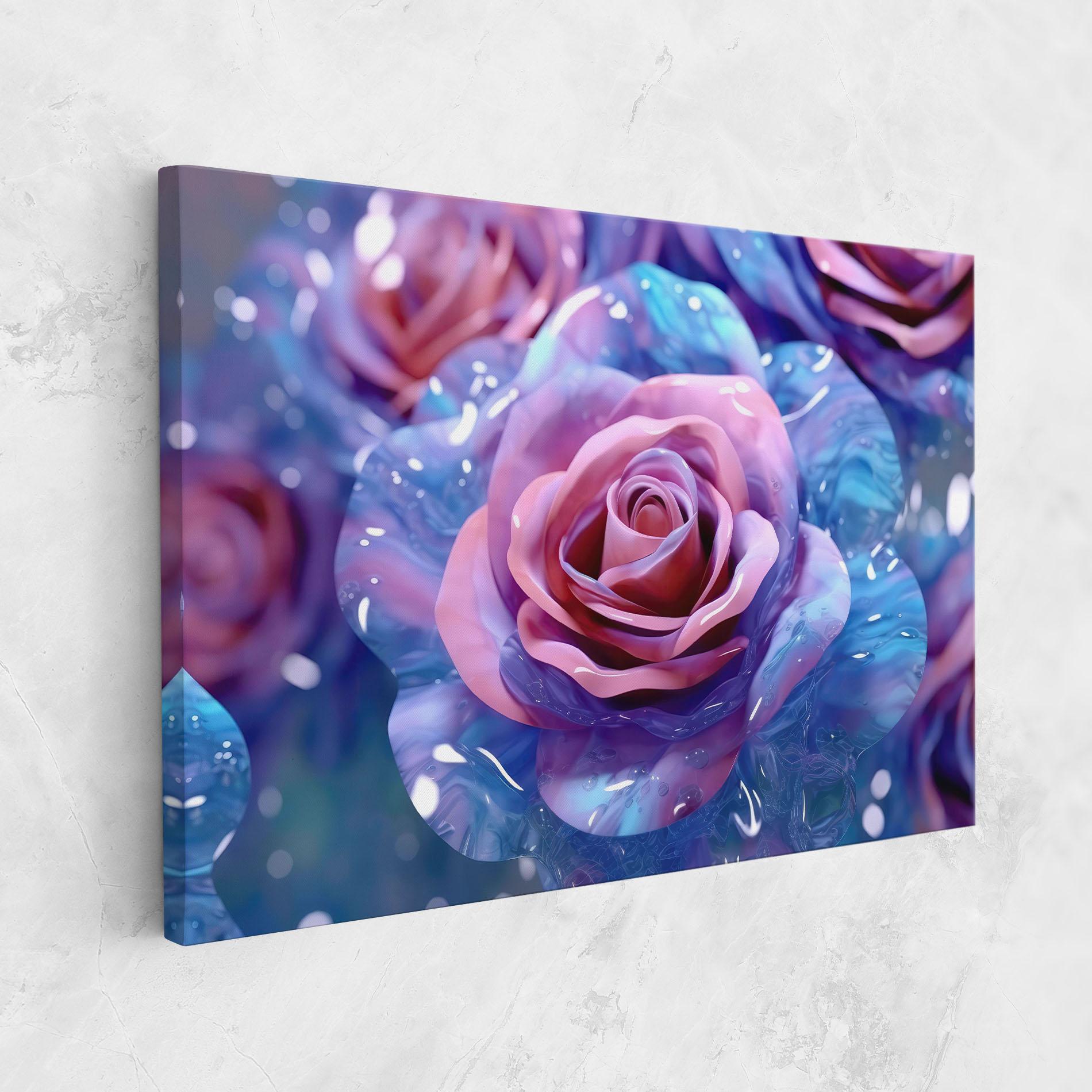 Tablou Canvas Beautiful Blue Pink Rose mockup 1
