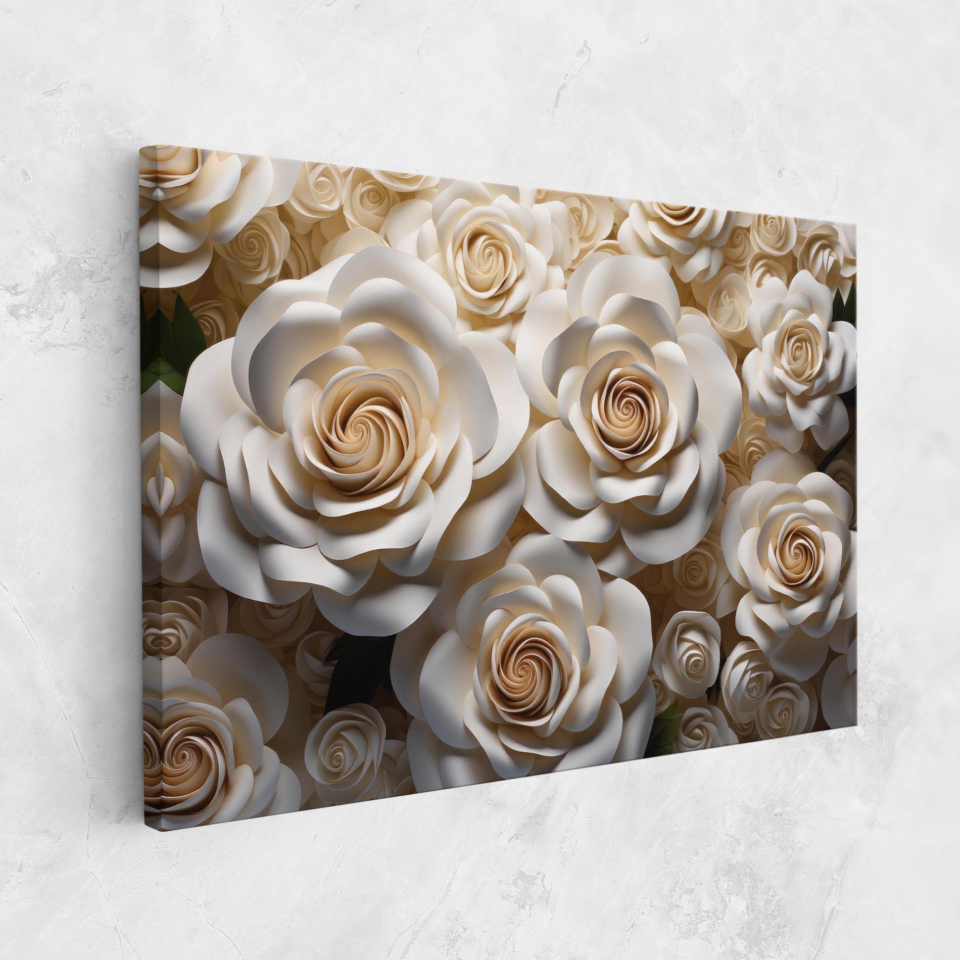 Tablou Canvas Cream Roses Wall mockup 1