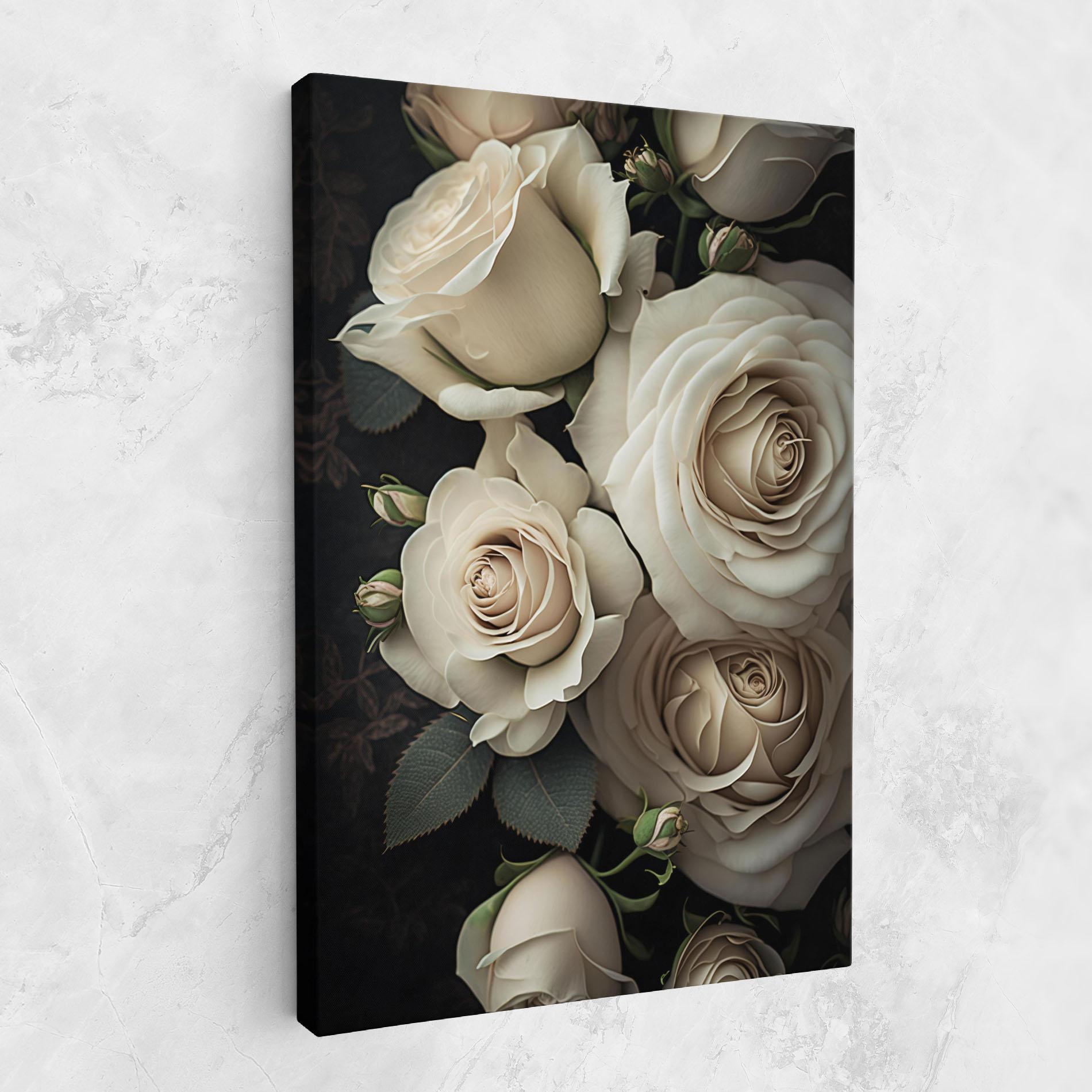 Tablou Canvas Cream Roses Close Up mockup 1
