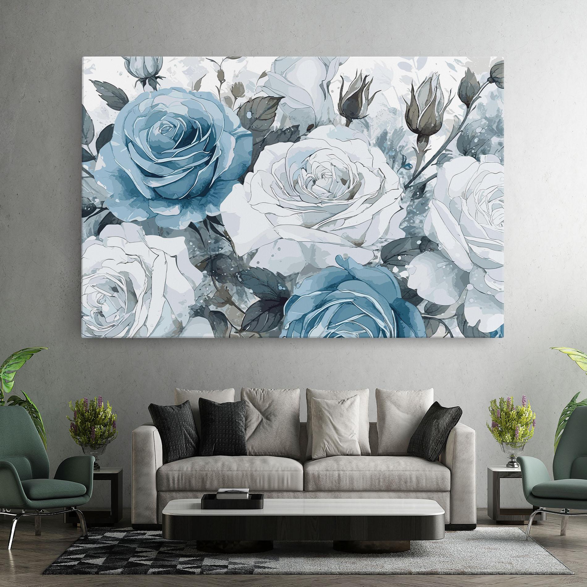 Tablou Canvas Blue White Rose mockup 7