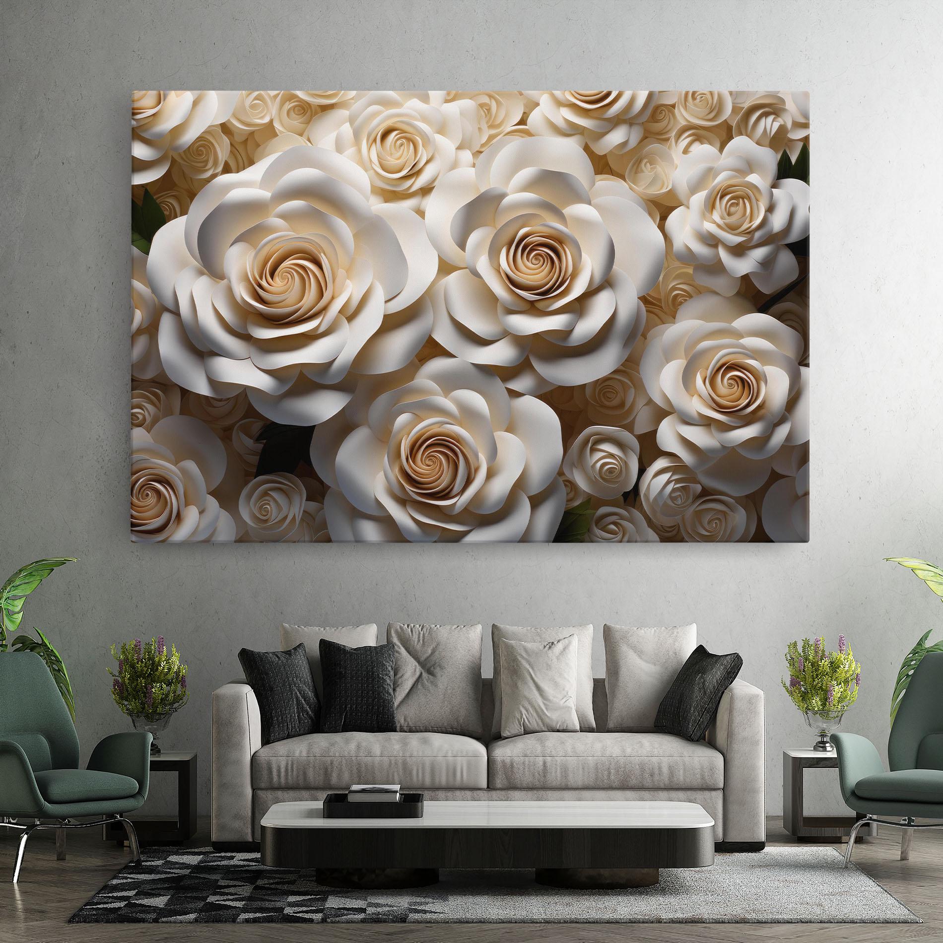 Tablou Canvas Cream Roses Wall mockup 7