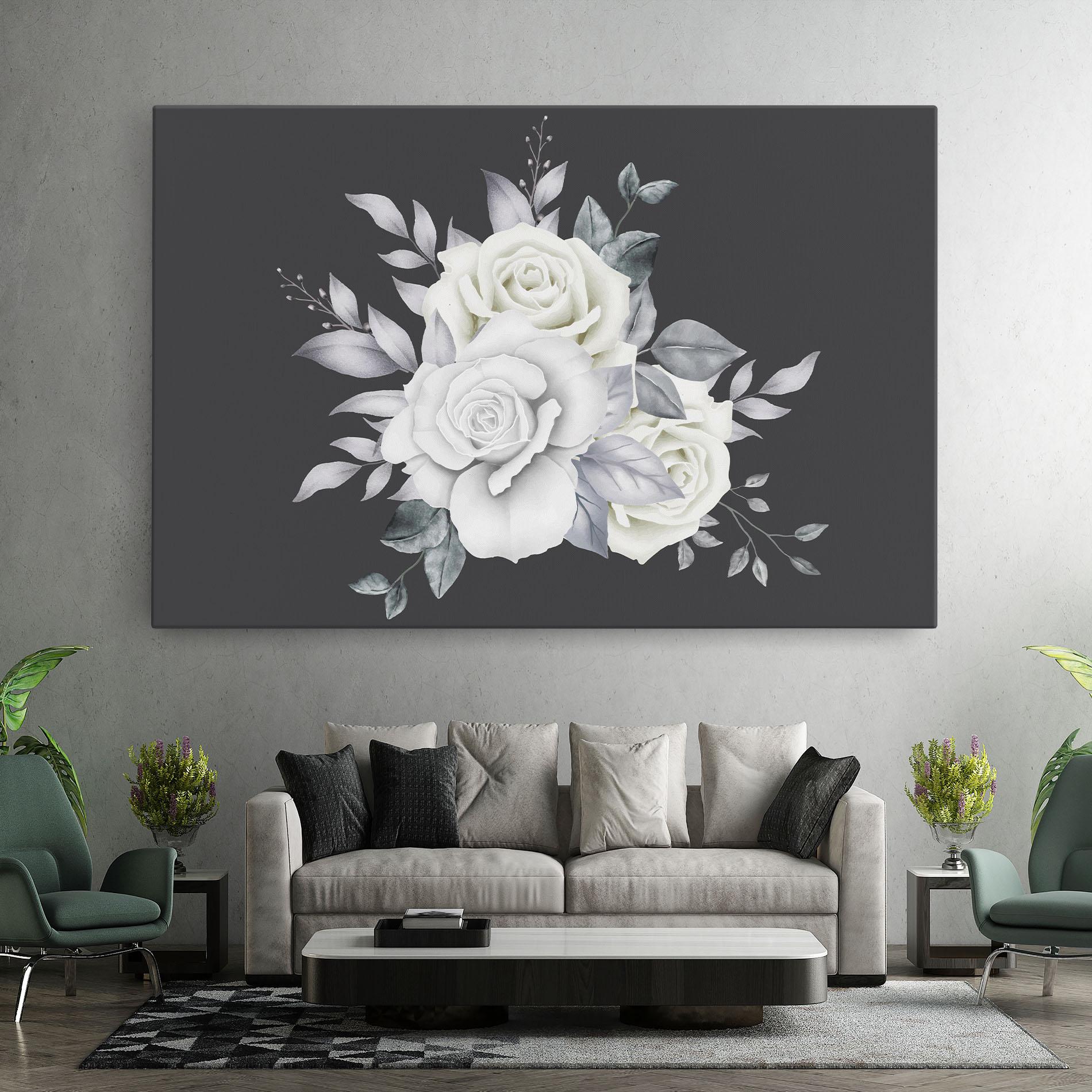 Tablou Canvas White Grey Rose mockup 7