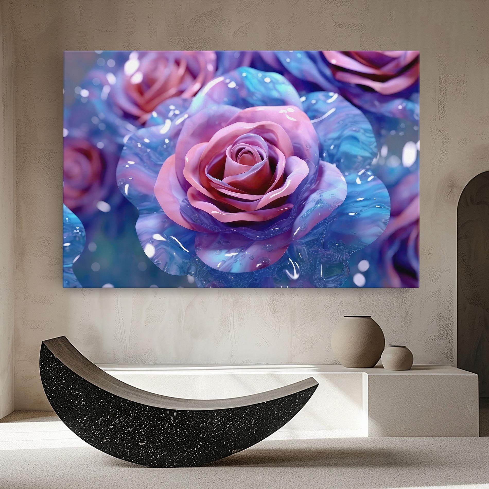 Tablou Canvas Beautiful Blue Pink Rose mockup 8
