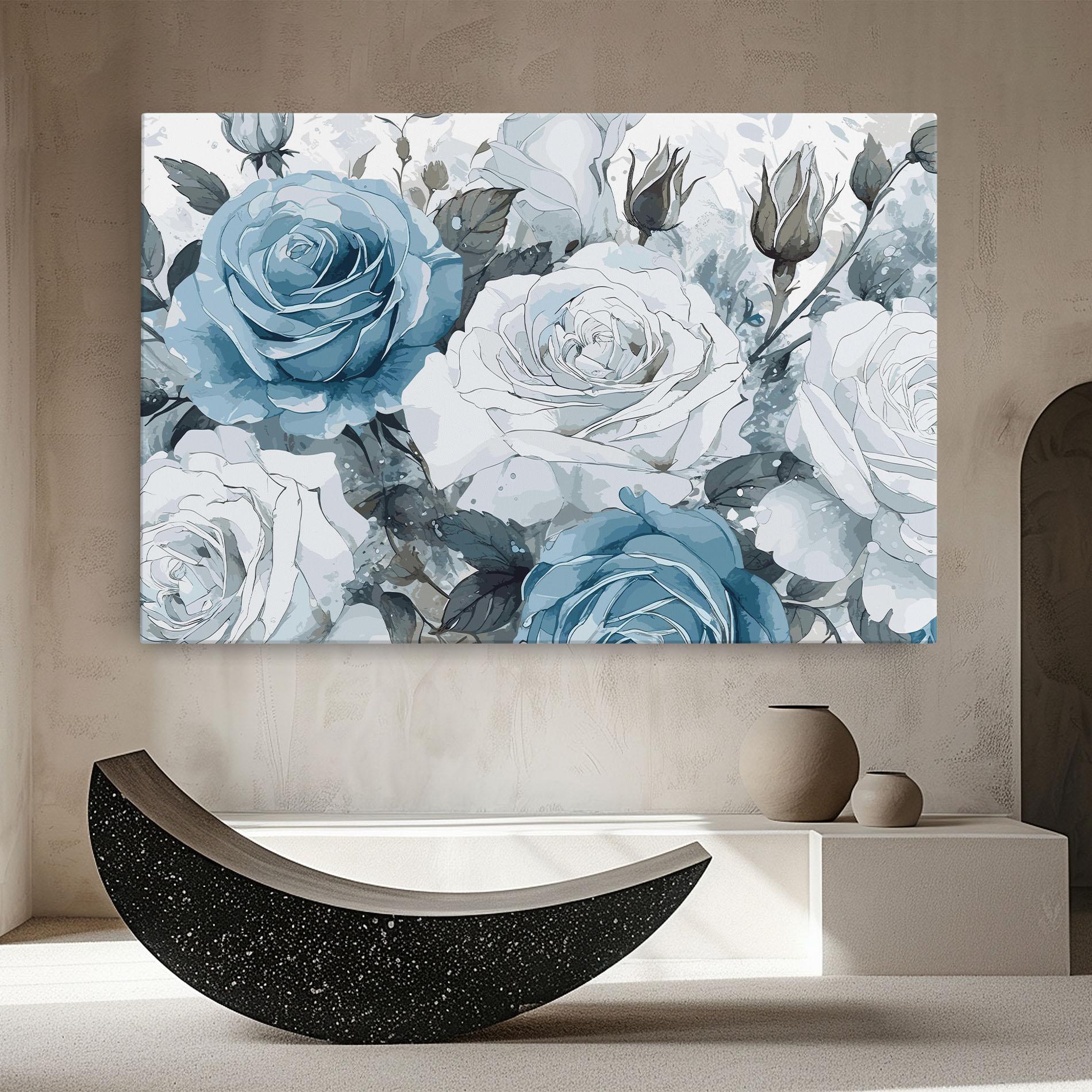 Tablou Canvas Blue White Rose mockup 8