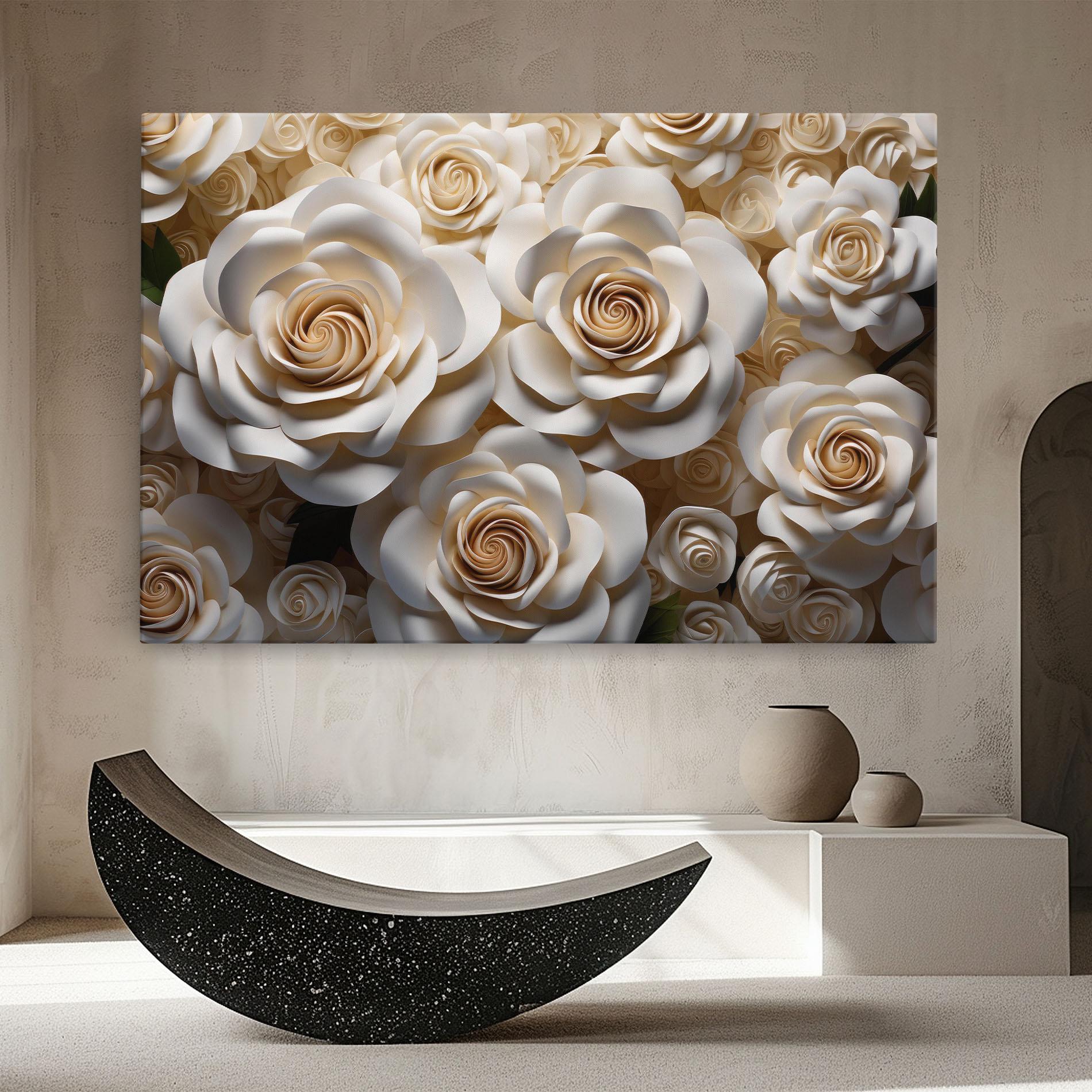 Tablou Canvas Cream Roses Wall mockup 8