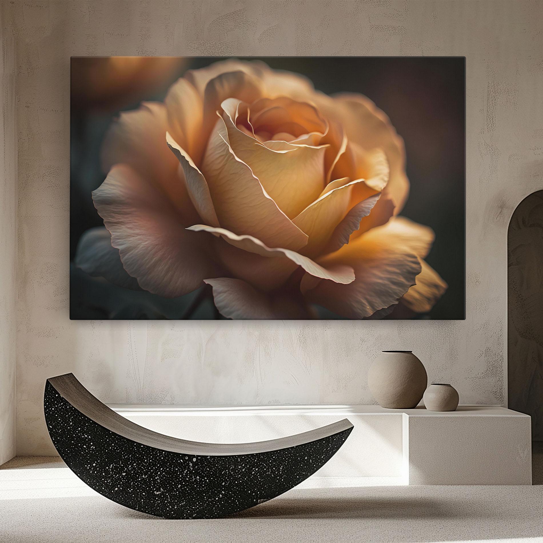 Tablou Canvas Light Orange Rose Close Up mockup 8