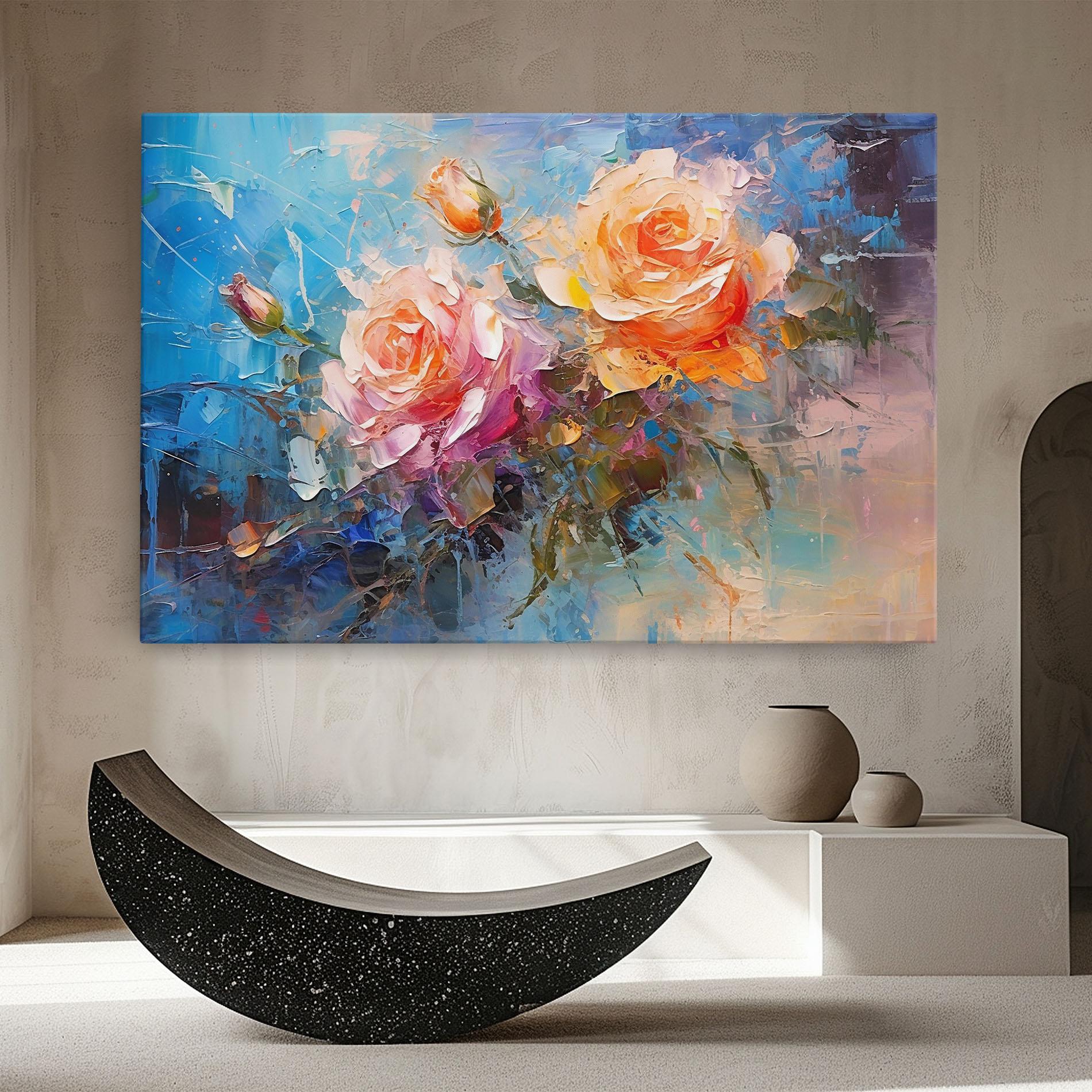 Tablou Canvas Light Orange Rose Painting mockup 8