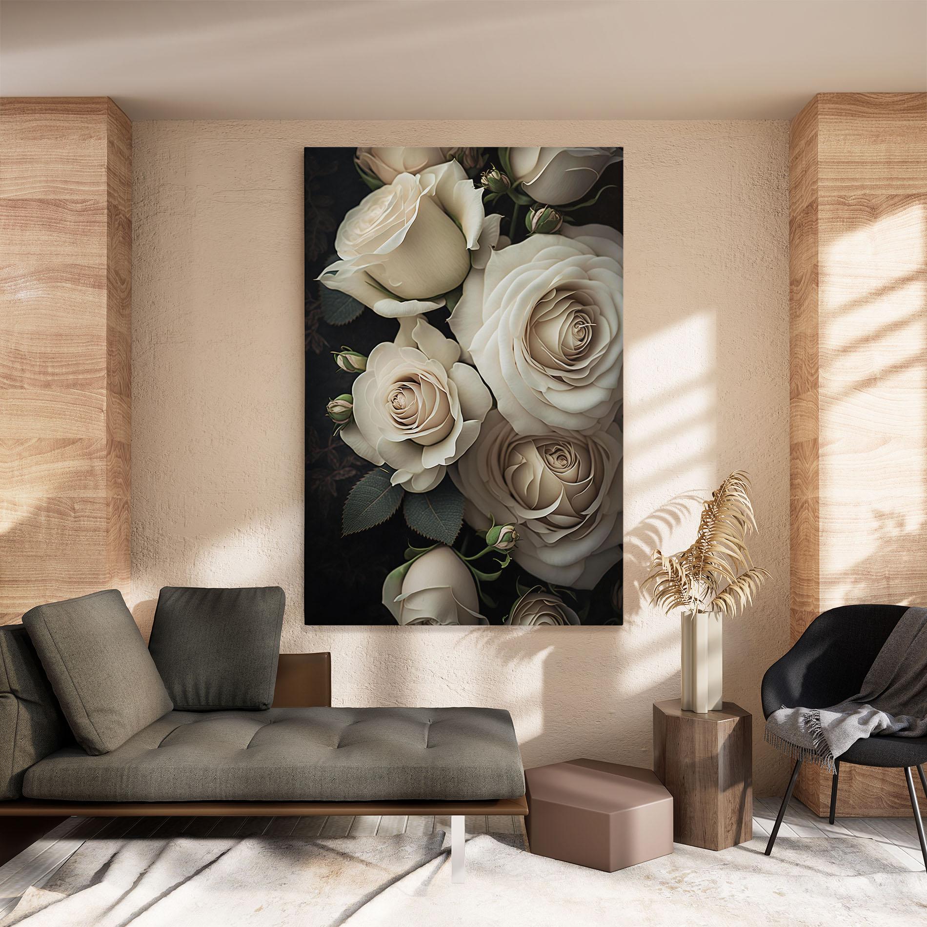Tablou Canvas Cream Roses Close Up mockup 8
