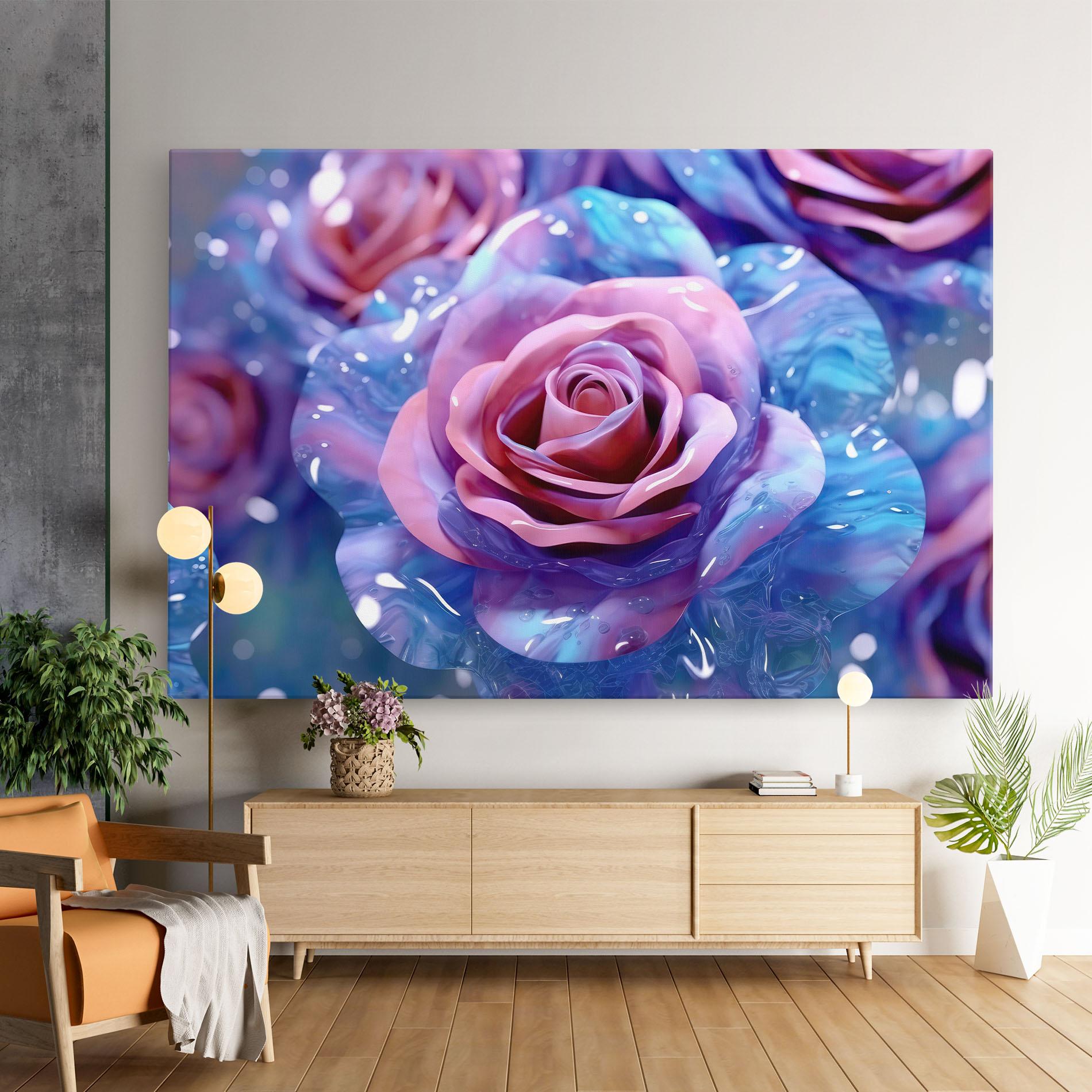 Tablou Canvas Beautiful Blue Pink Rose mockup 9