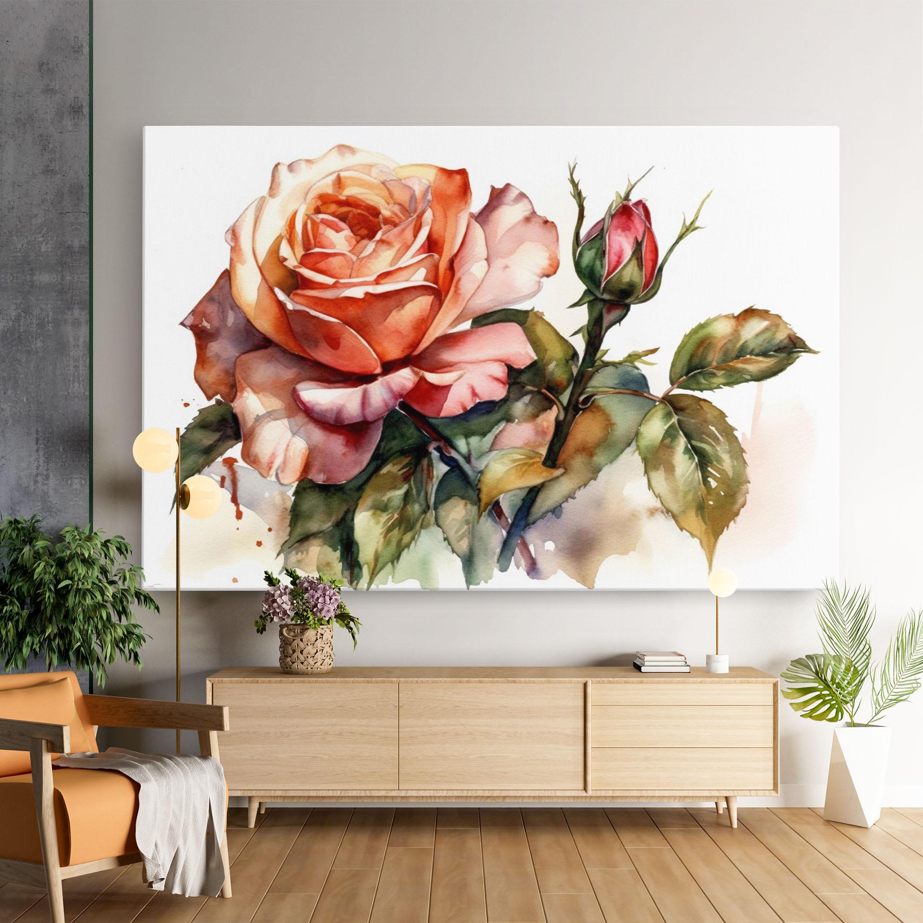 Tablou Canvas Big Rose Painted mockup 9