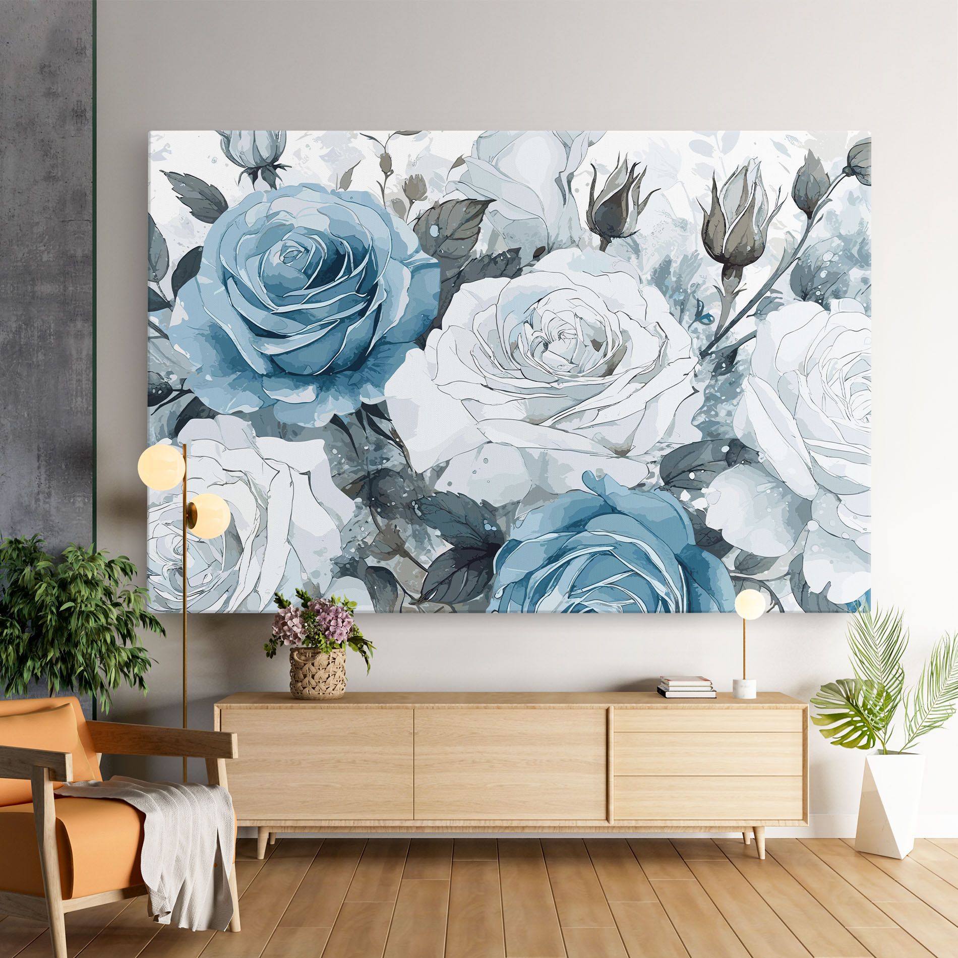 Blue White Rose mockup 9