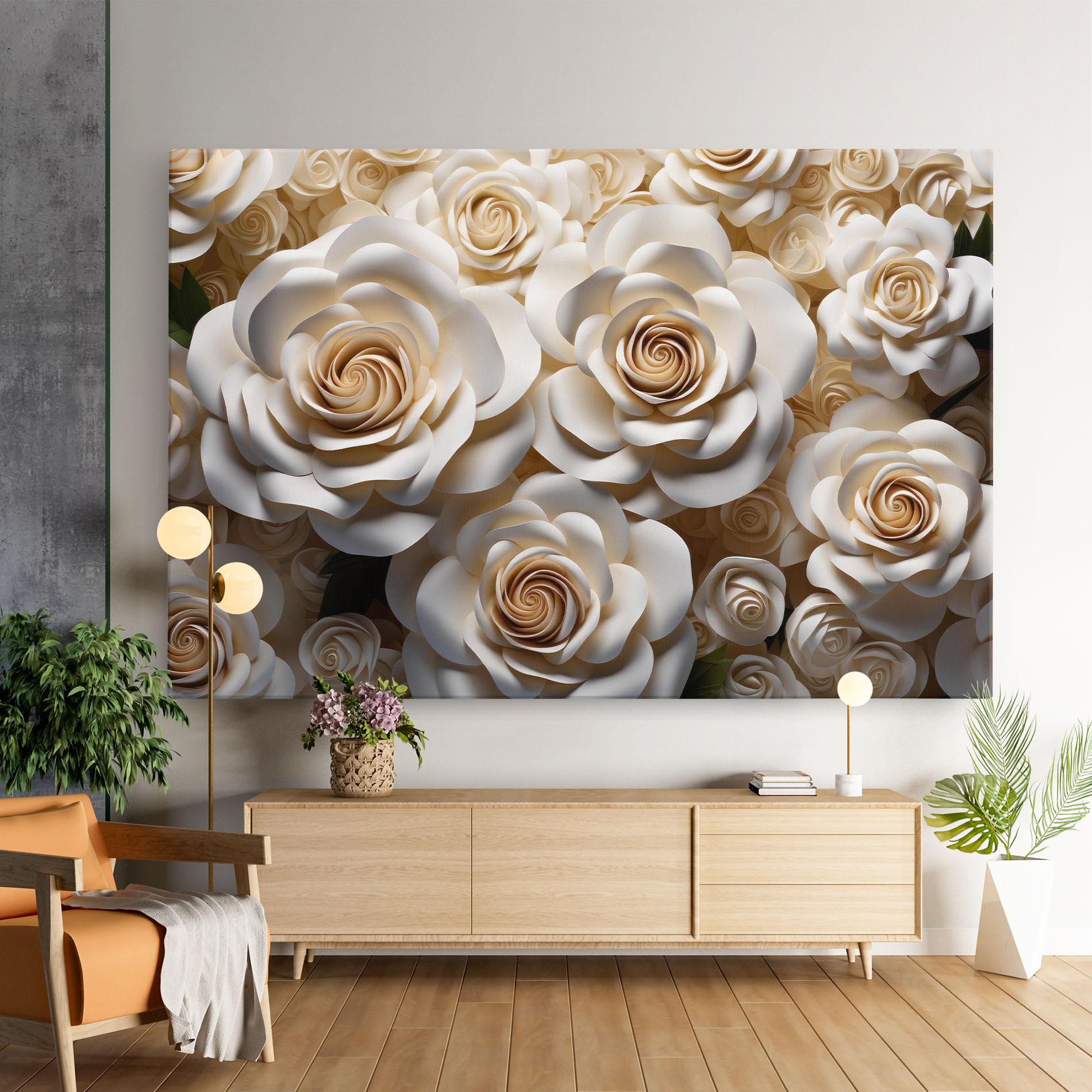 Tablou Canvas Cream Roses Wall mockup 9
