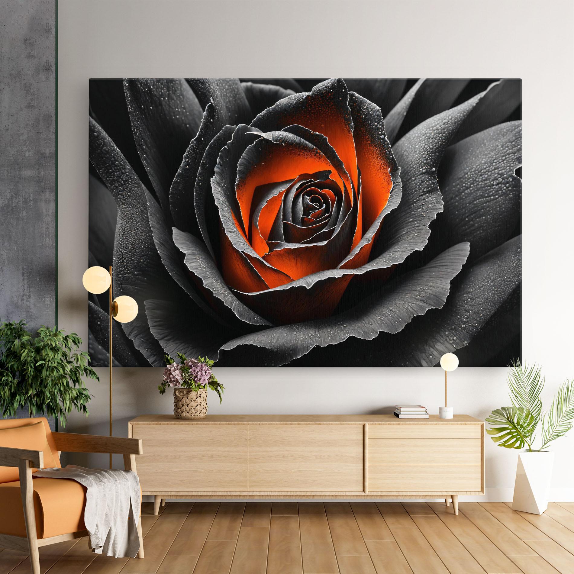 Tablou Canvas Grey Orange Rose mockup 9
