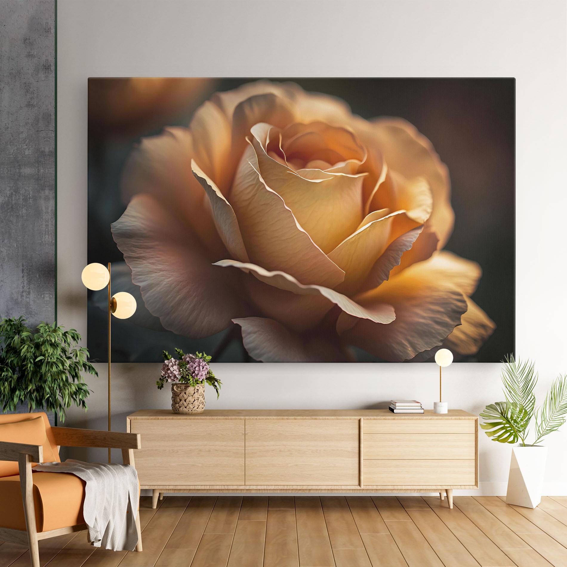 Tablou Canvas Light Orange Rose Close Up mockup 9