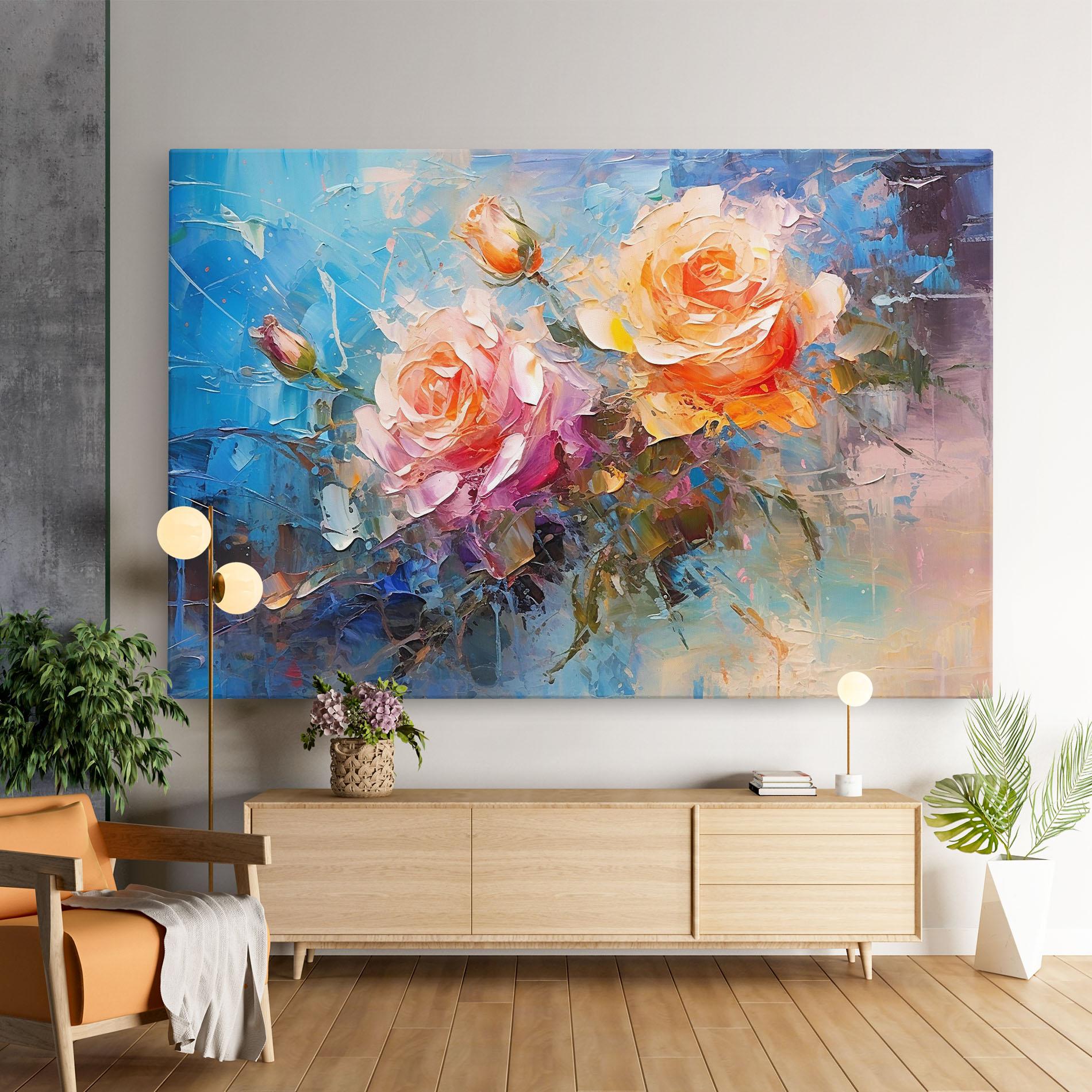 Tablou Canvas Light Orange Rose Painting mockup 9