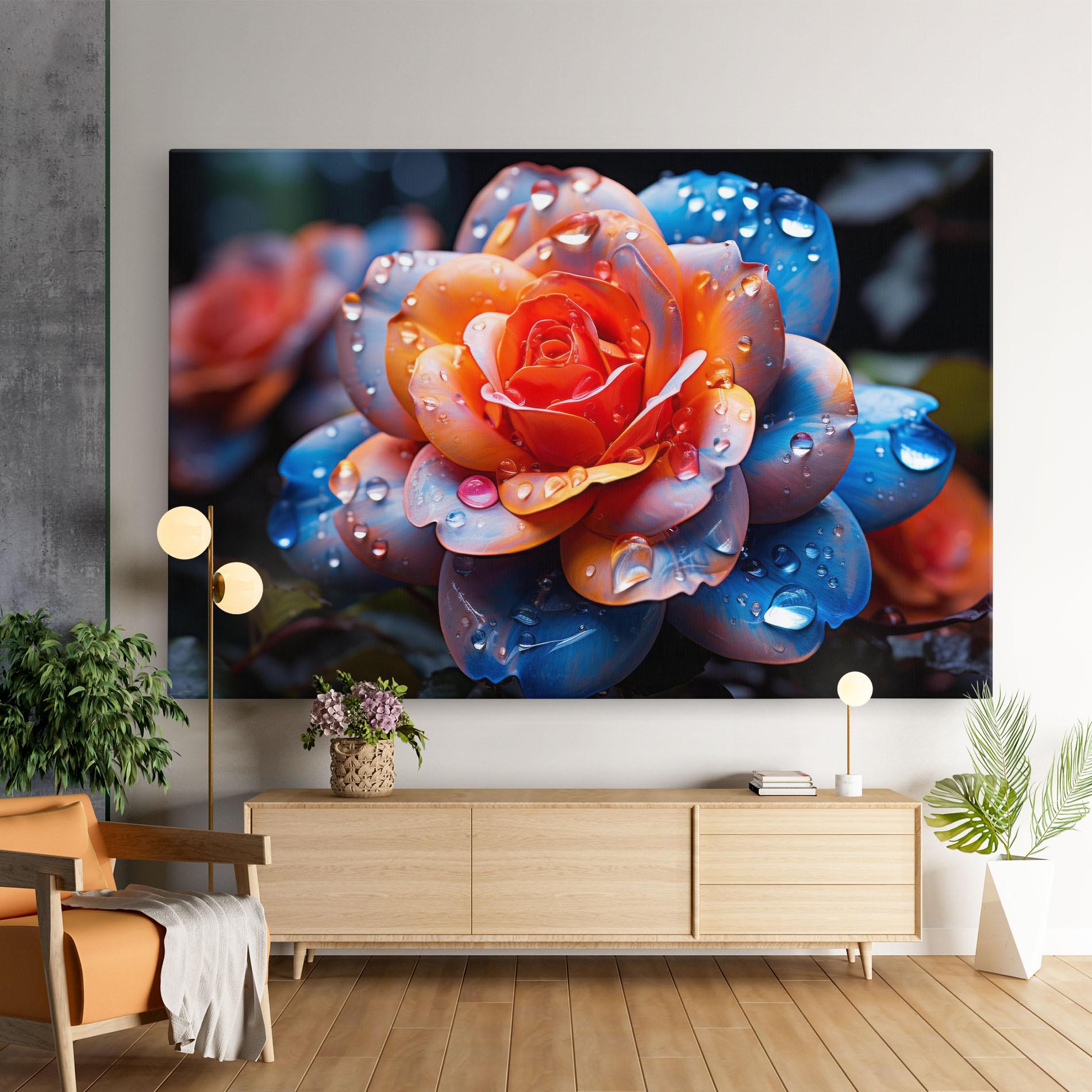 Tablou Canvas Orange Blue Rose mockup 9
