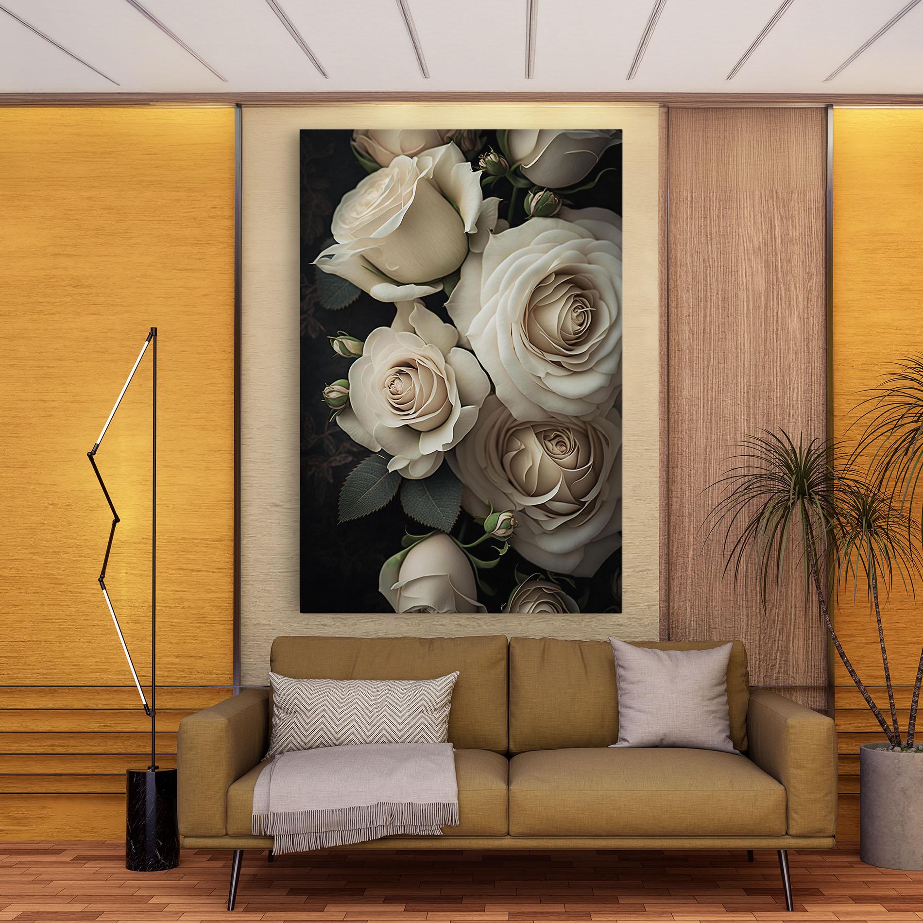Tablou Canvas Cream Roses Close Up mockup 9