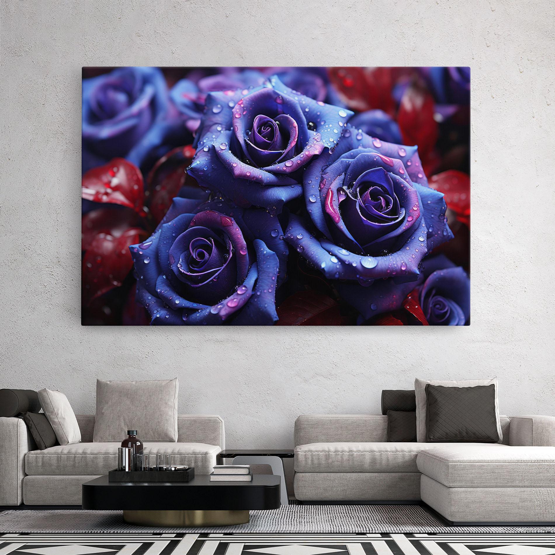 Tablou Canvas Blue Purple Rose mockup 2