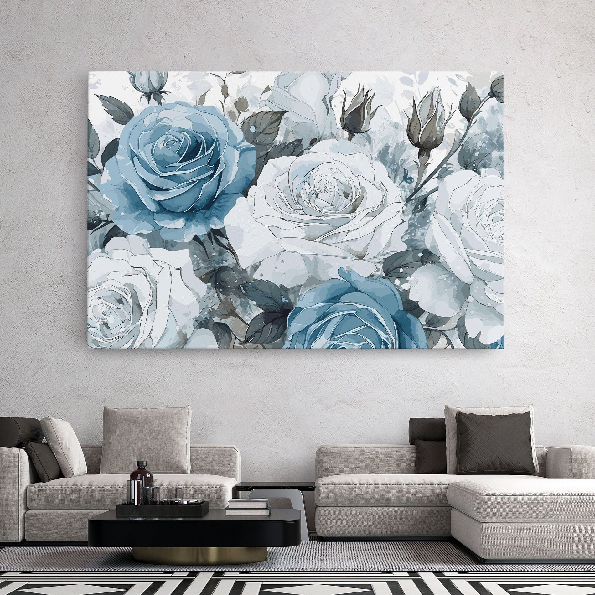 Blue White Rose mockup 2