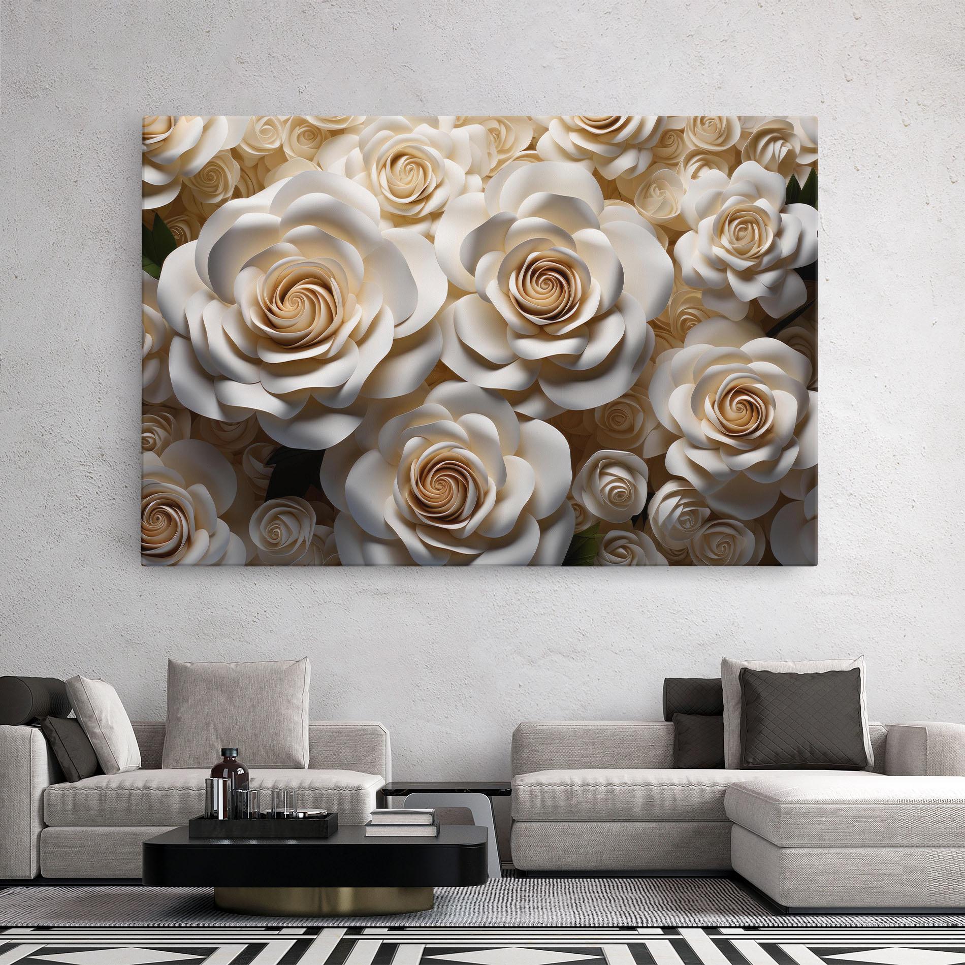 Tablou Canvas Cream Roses Wall mockup 2