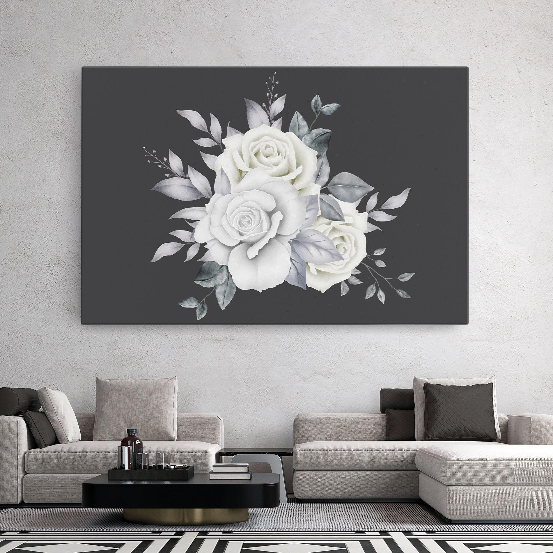 Tablou Canvas White Grey Rose mockup 2