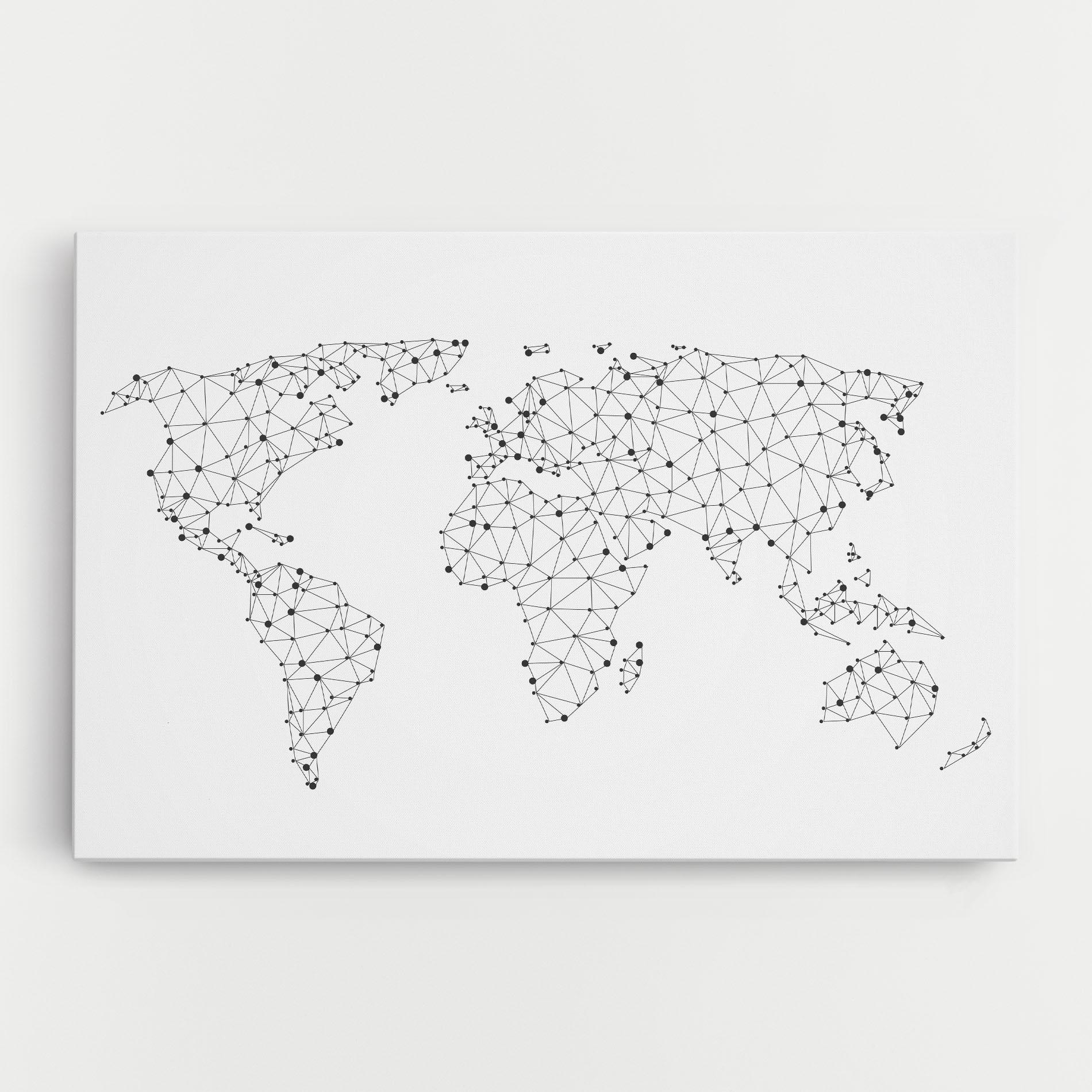 Tablou Canvas Black Map Line mockup 0