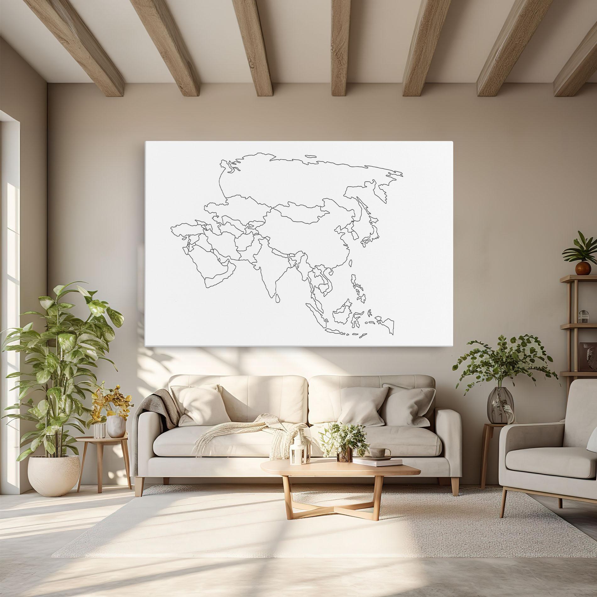 Tablou Canvas Asia Map Line mockup 6
