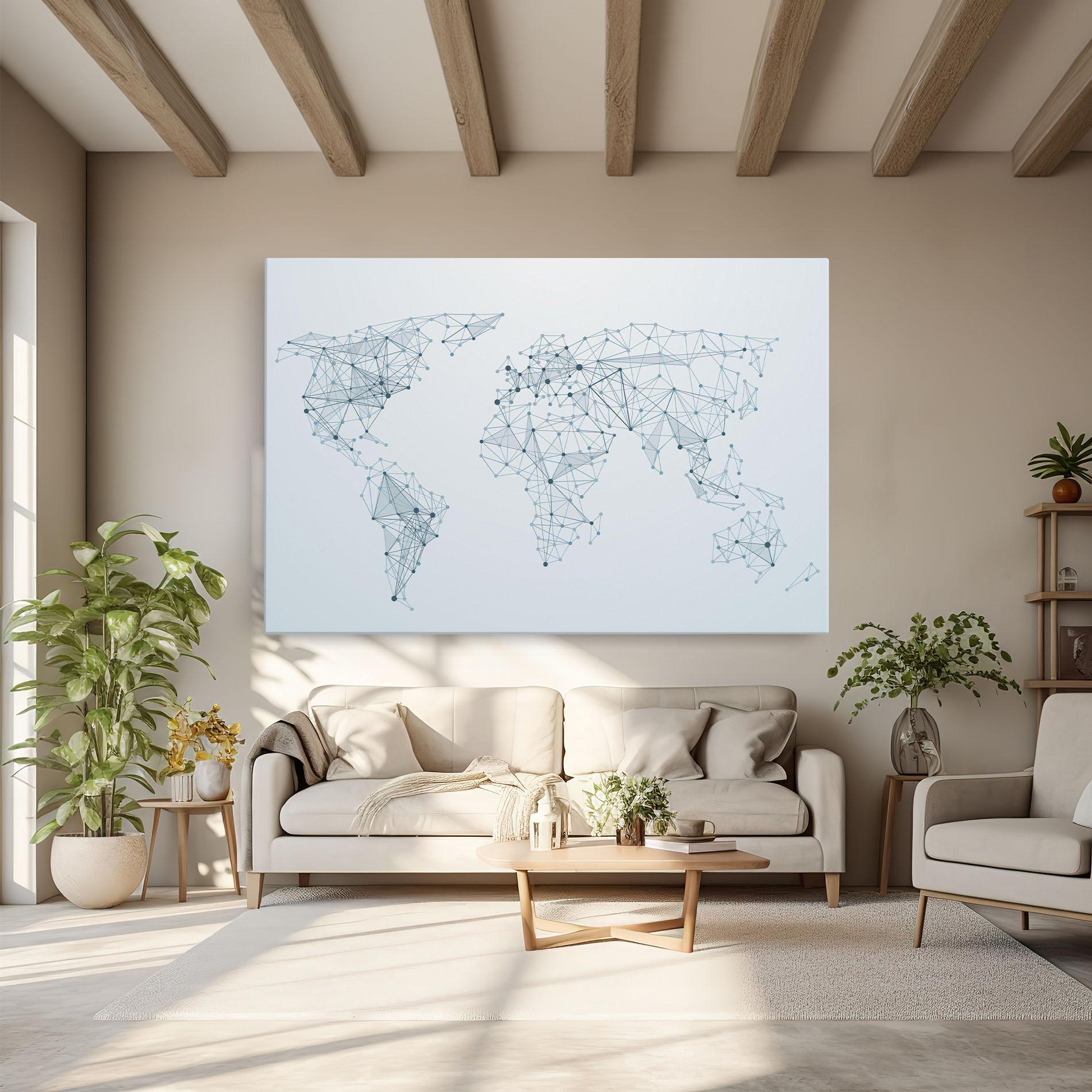 Tablou Canvas Blue Line Map mockup 6