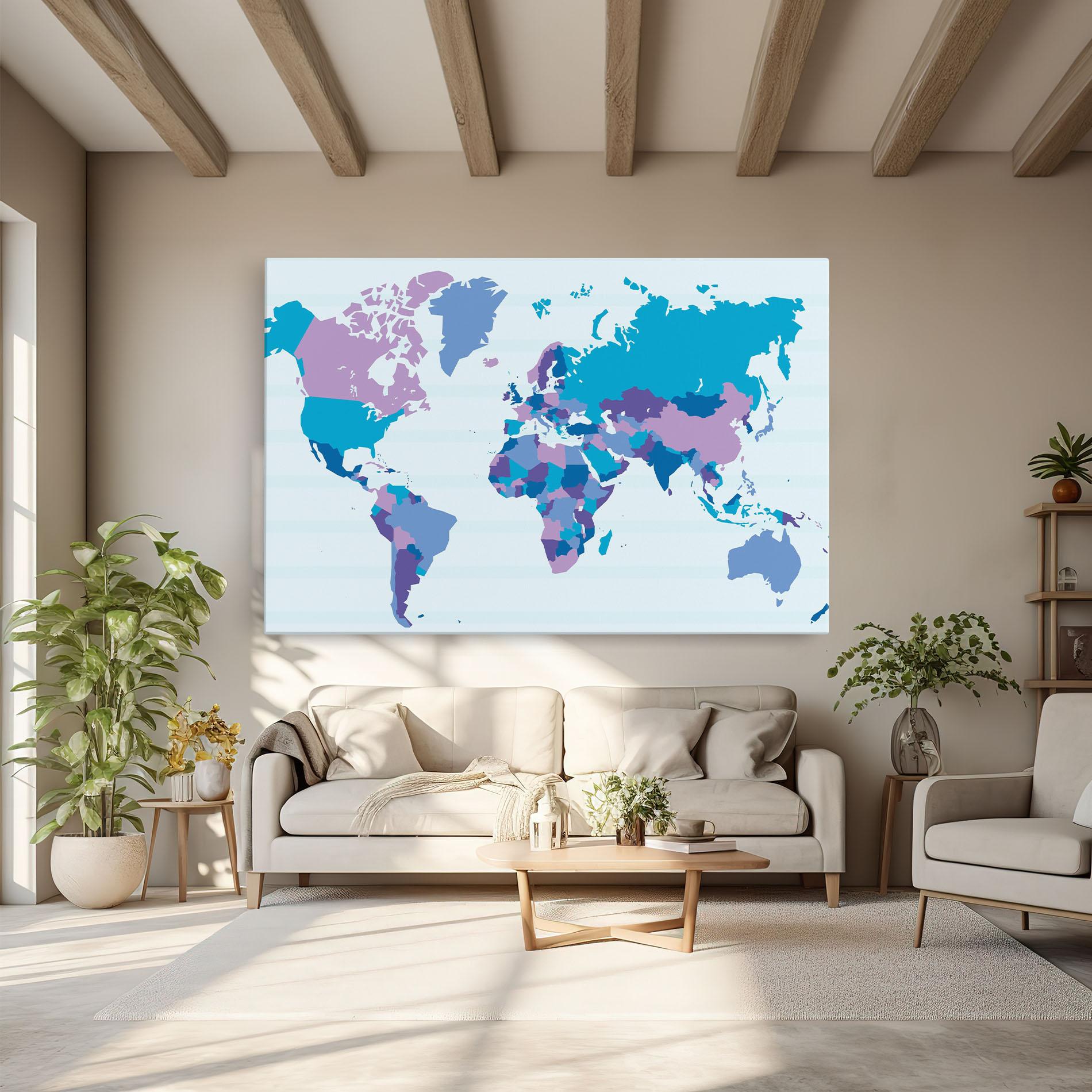 Tablou Canvas Blue Purple Map mockup 6