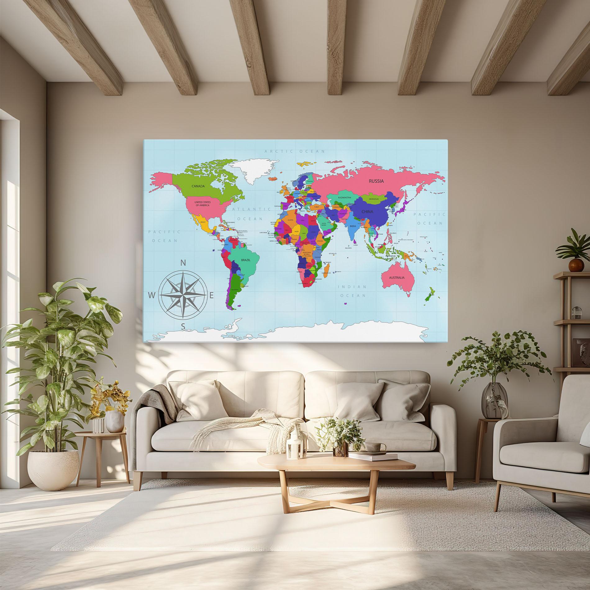 Tablou Canvas Colorful Continents mockup 6