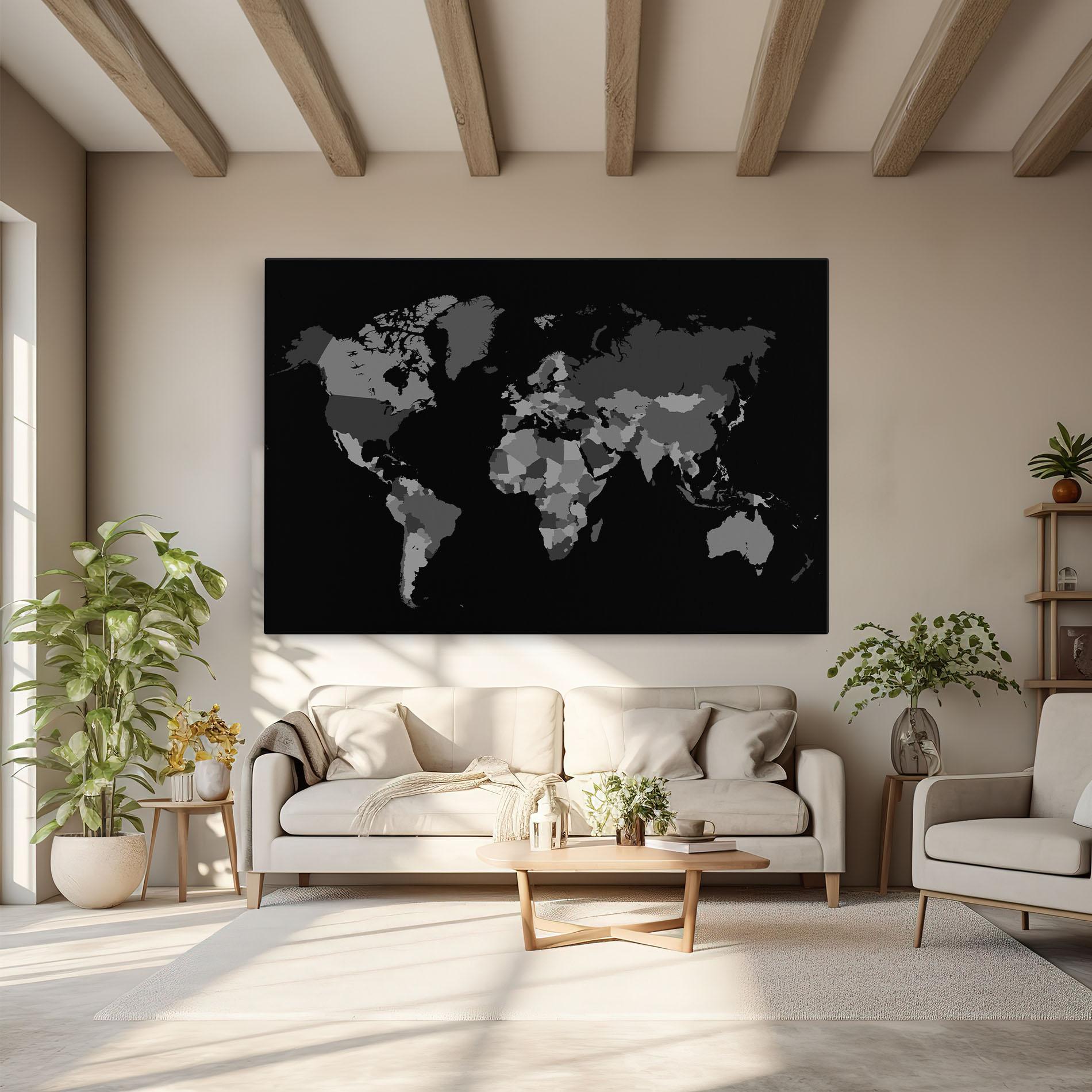 Tablou Canvas Grey Map World mockup 6