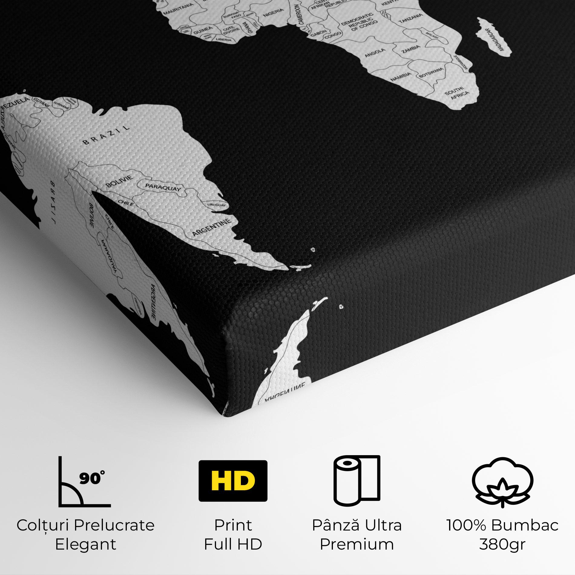 Tablou Canvas White World Map mockup 4