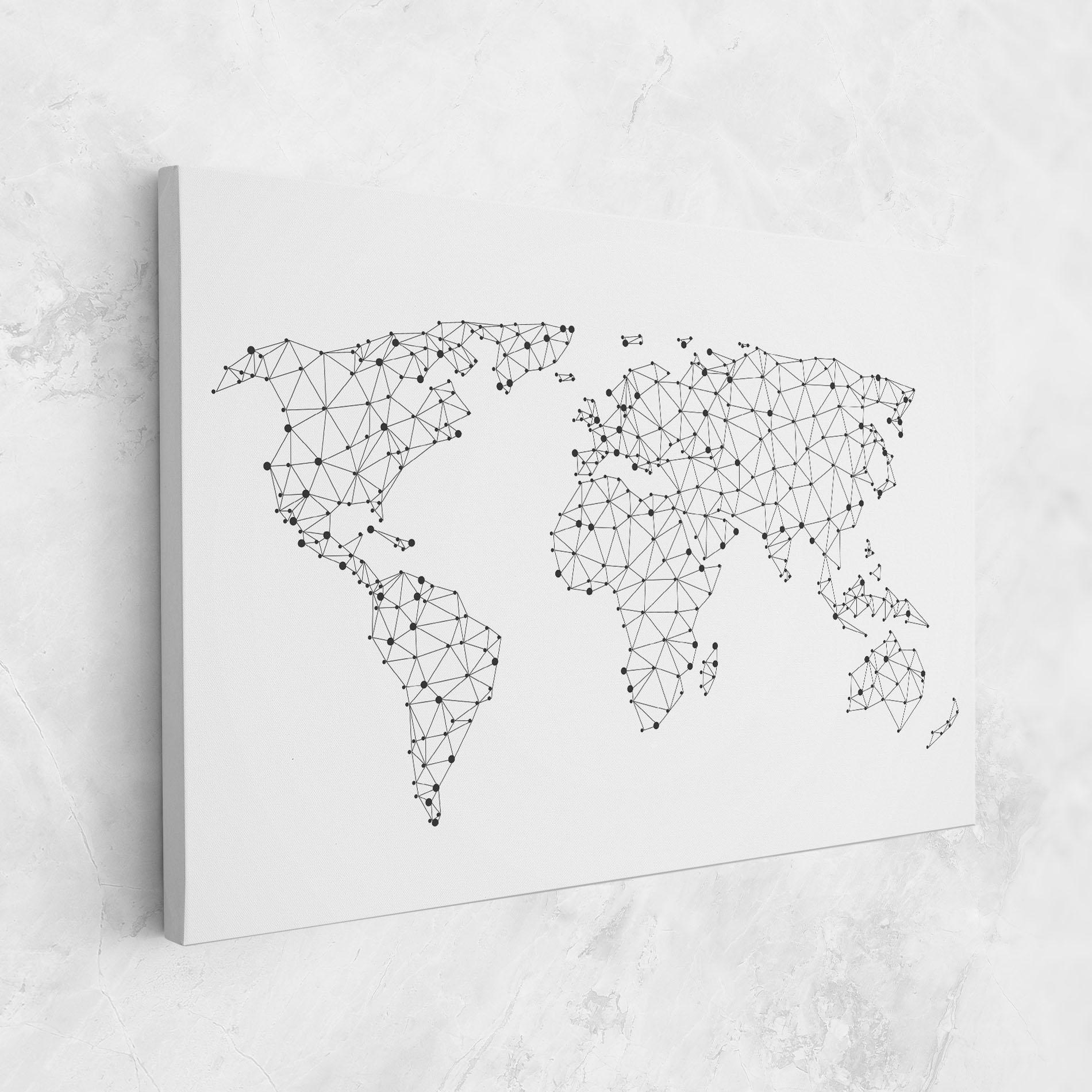 Tablou Canvas Black Map Line mockup 1