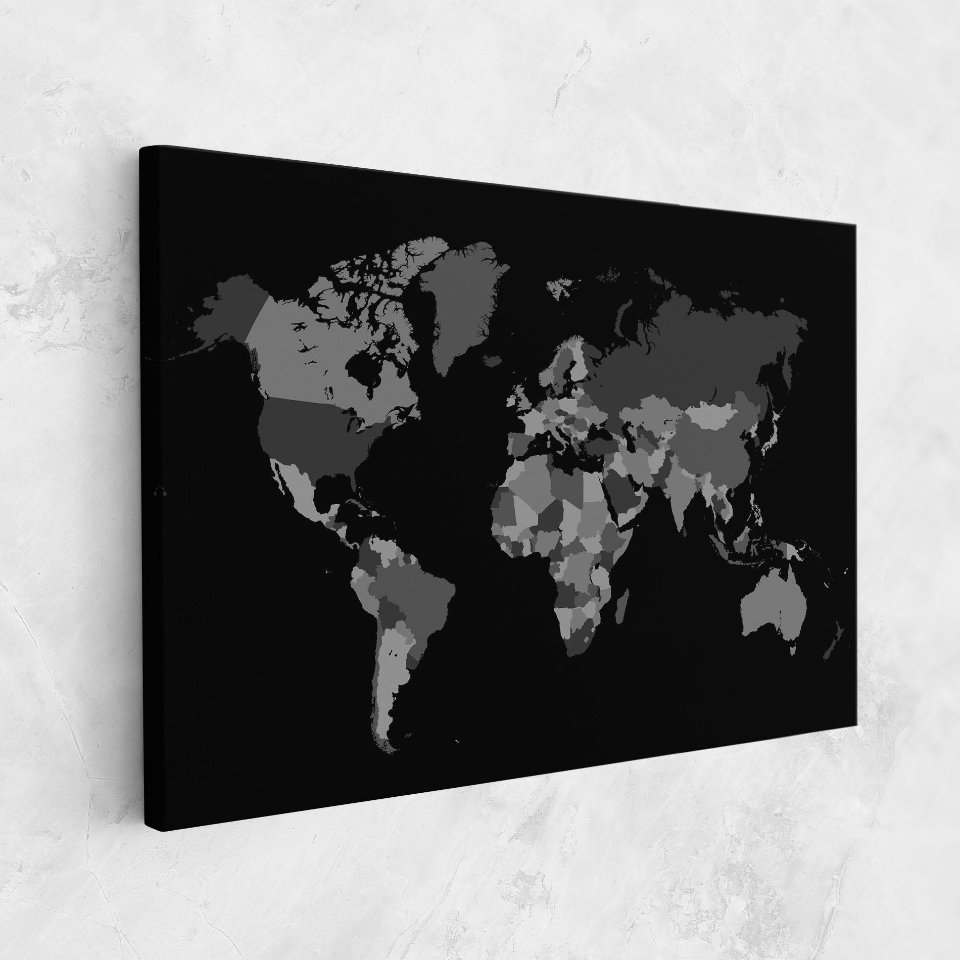 Tablou Canvas Grey Map World mockup 1