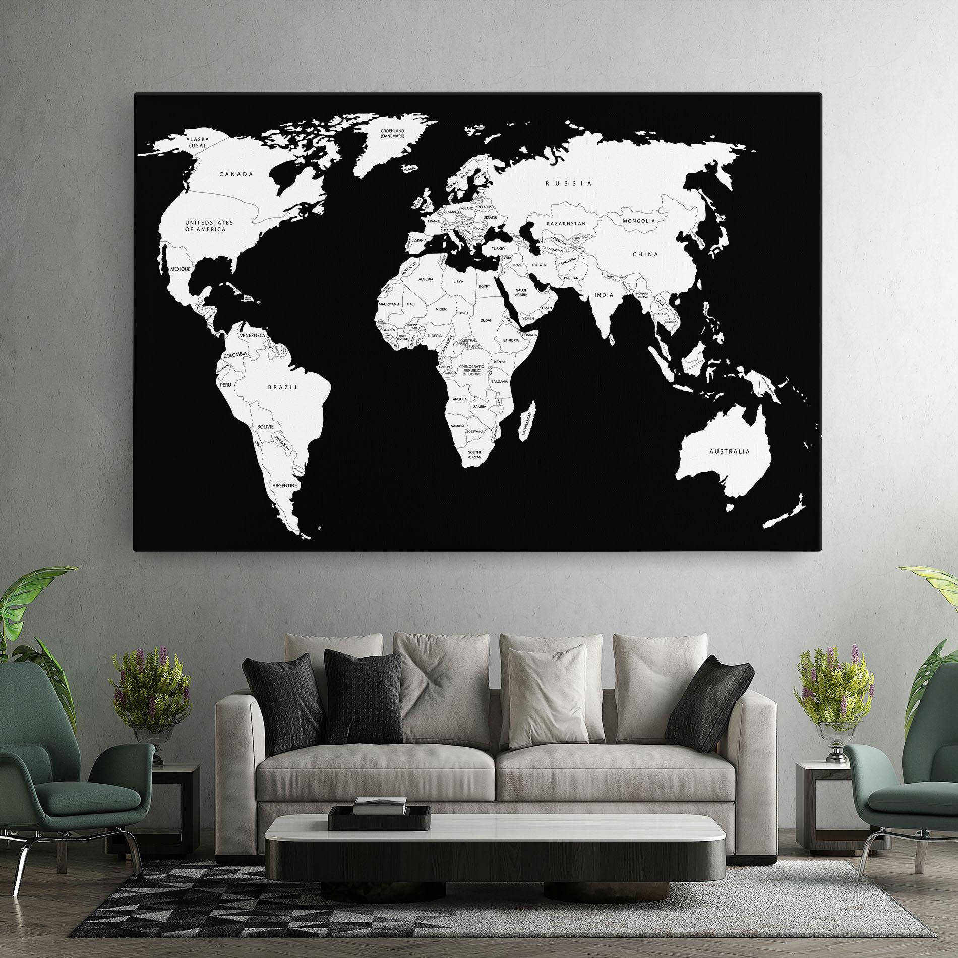 Tablou Canvas White World Map mockup 7