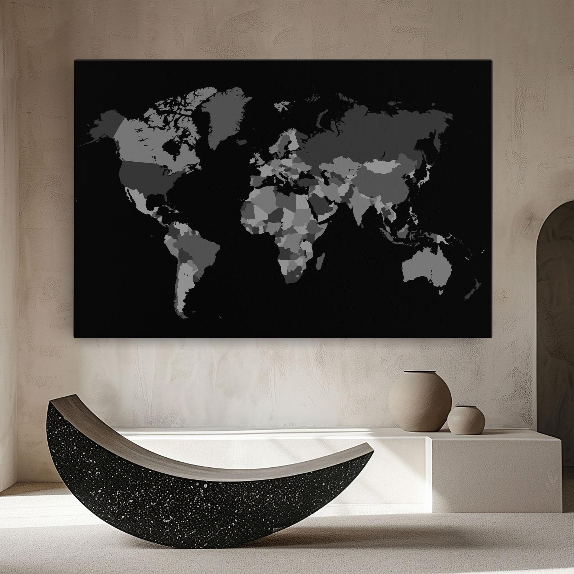 Tablou Canvas Grey Map World mockup 8