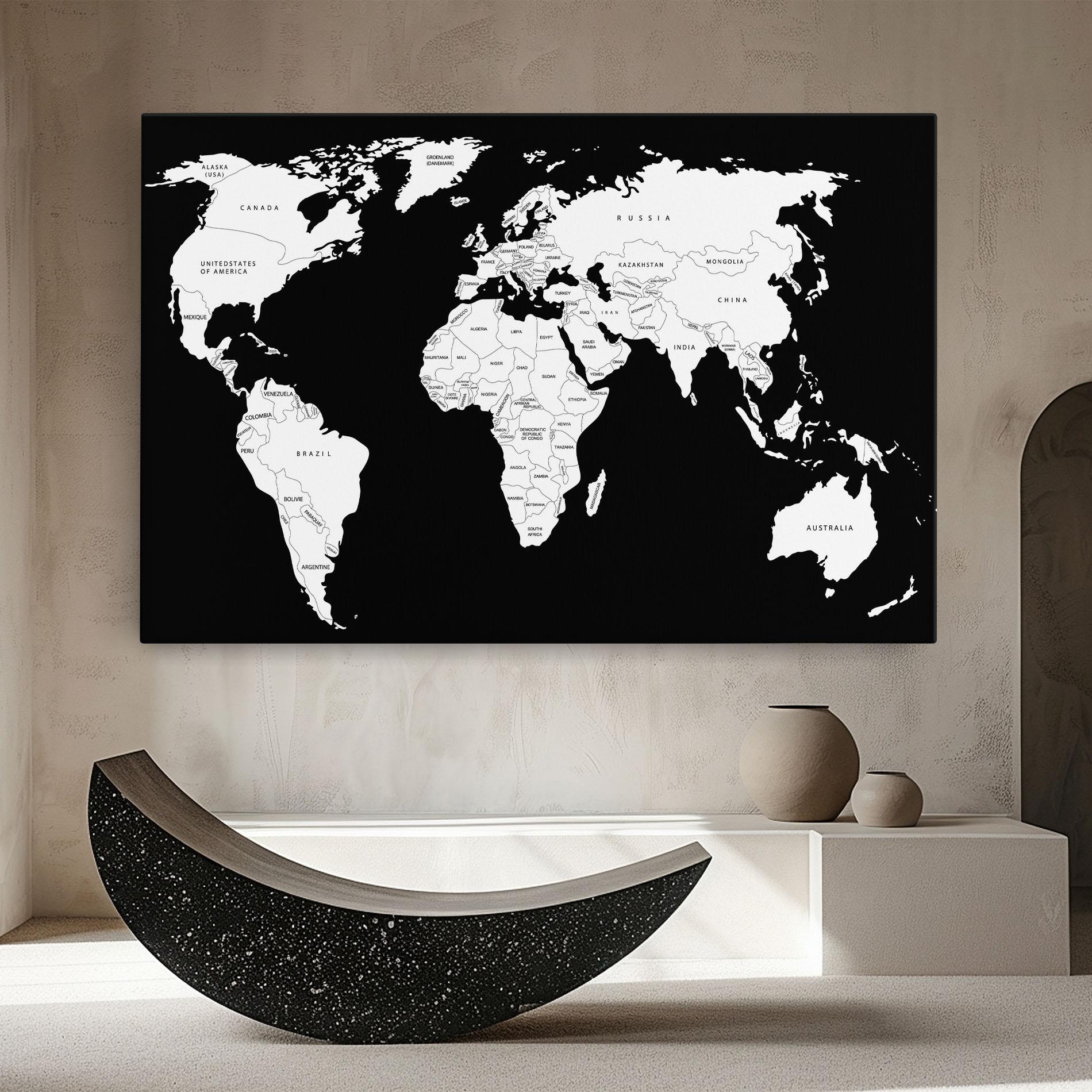 Tablou Canvas White World Map mockup 8