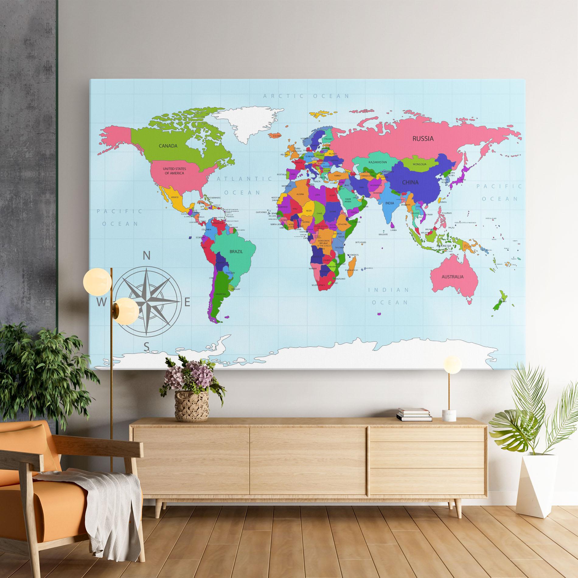 Tablou Canvas Colorful Continents mockup 9