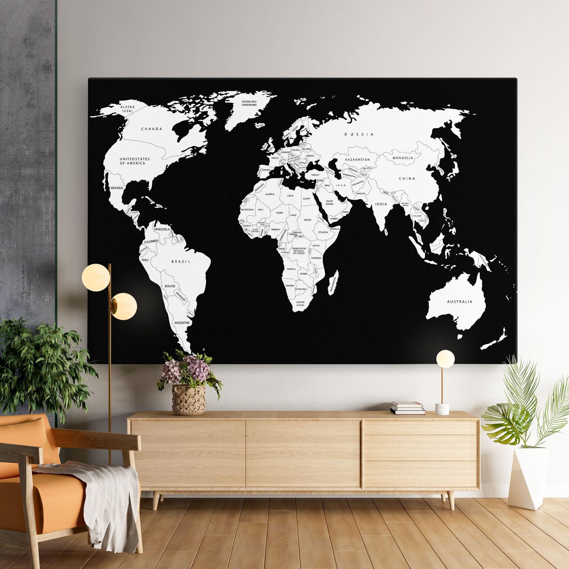 Tablou Canvas White World Map mockup 9