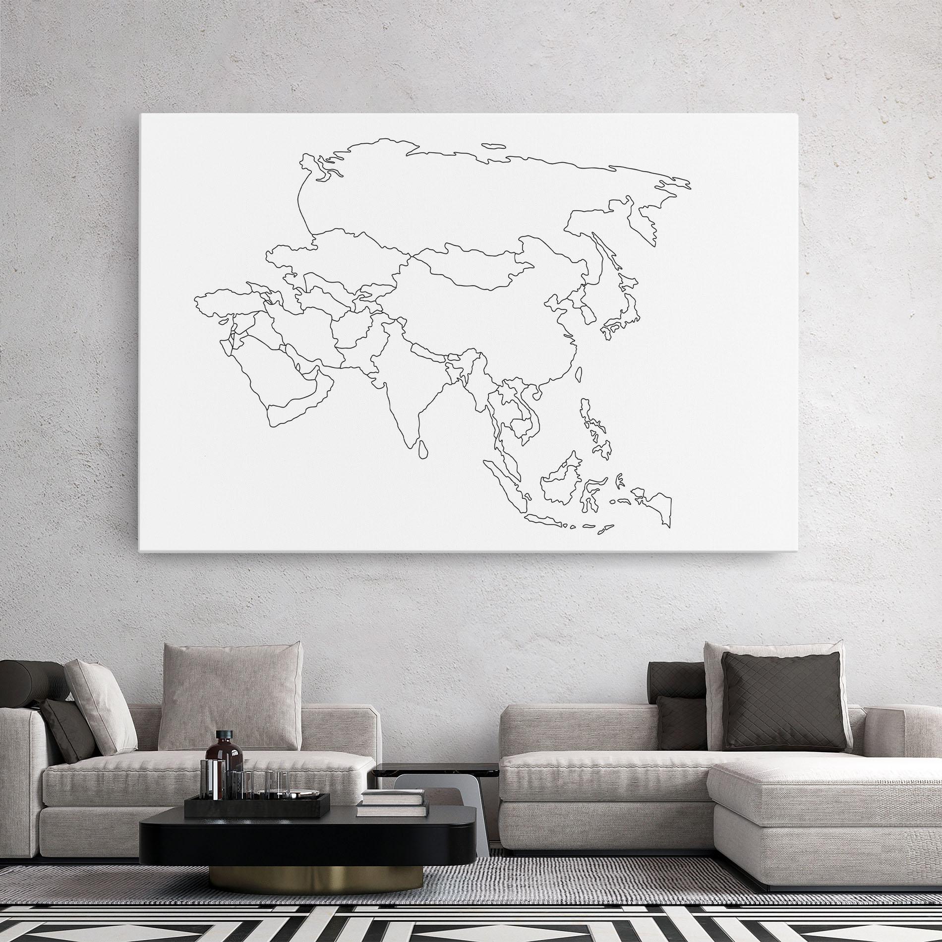 Tablou Canvas Asia Map Line mockup 2