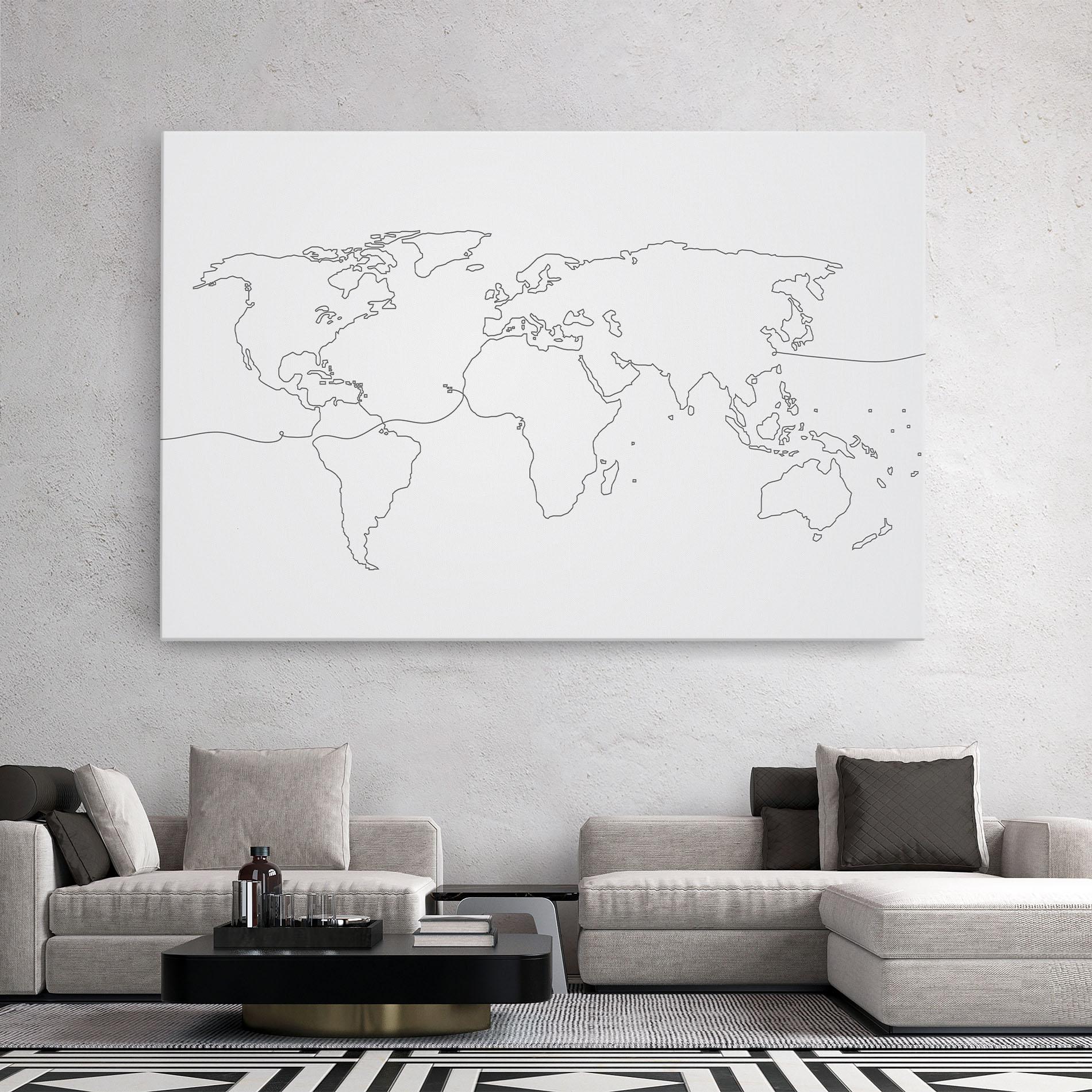 Tablou Canvas Continuous Line Map mockup 2