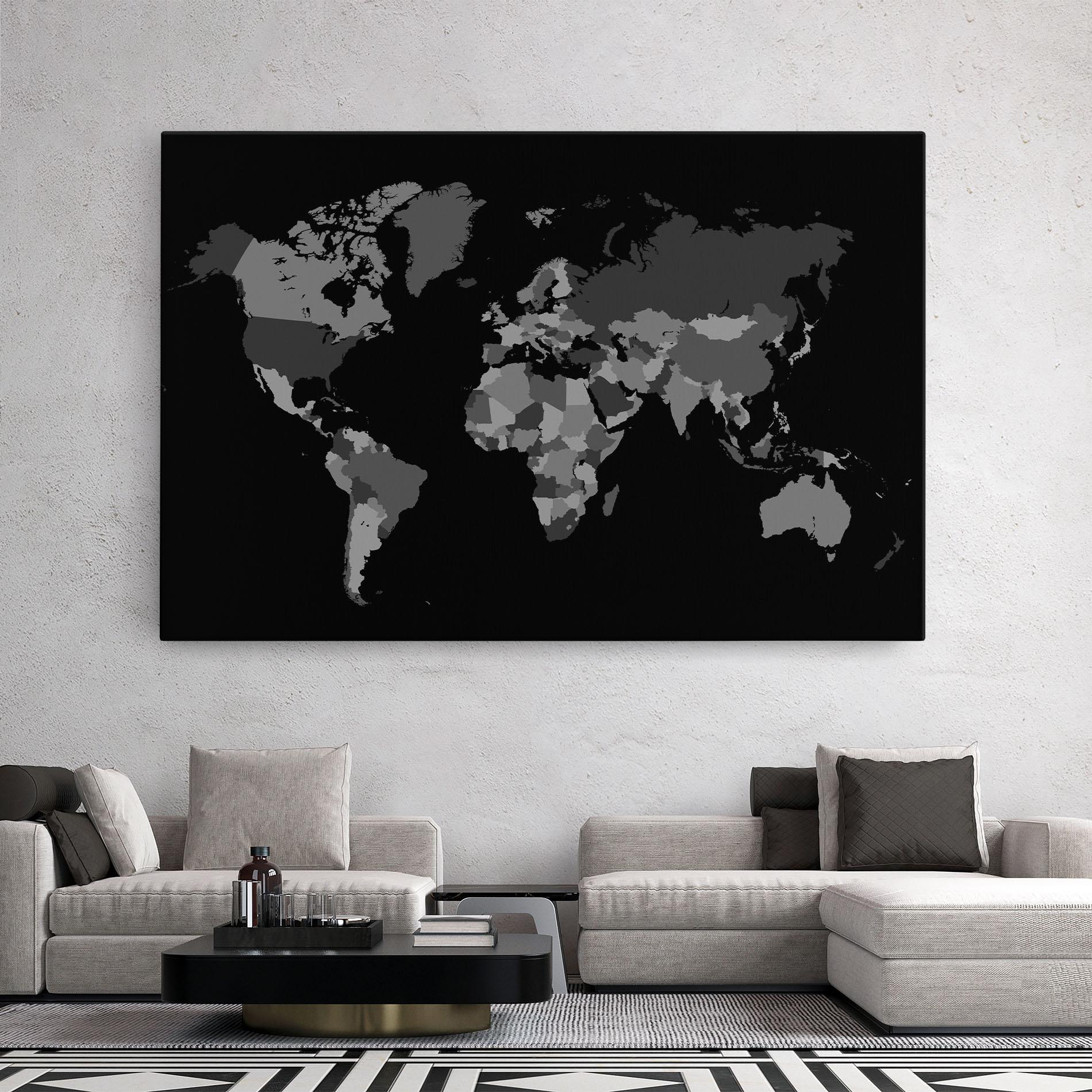 Tablou Canvas Grey Map World mockup 2