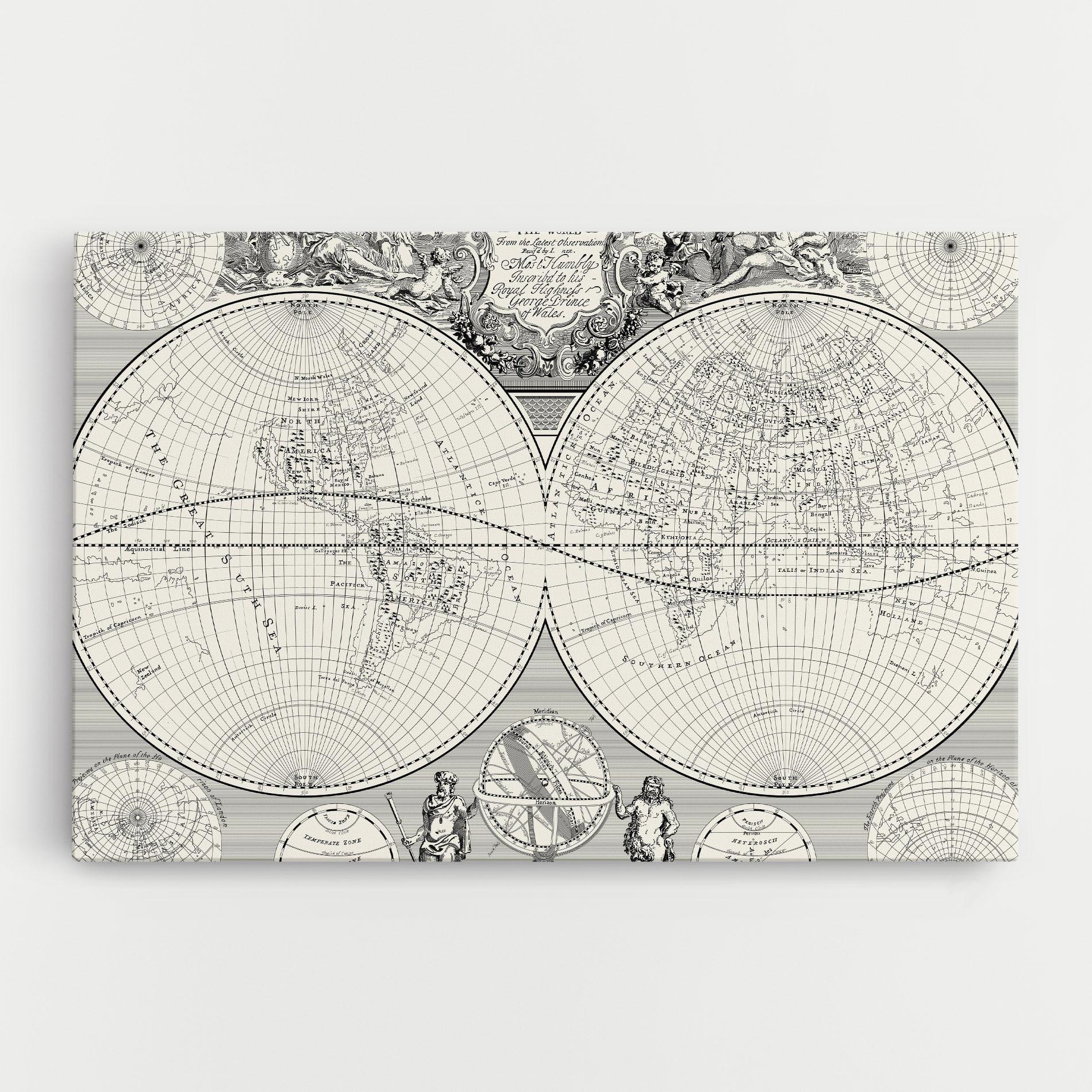 Tablou Canvas Black White Map mockup 0