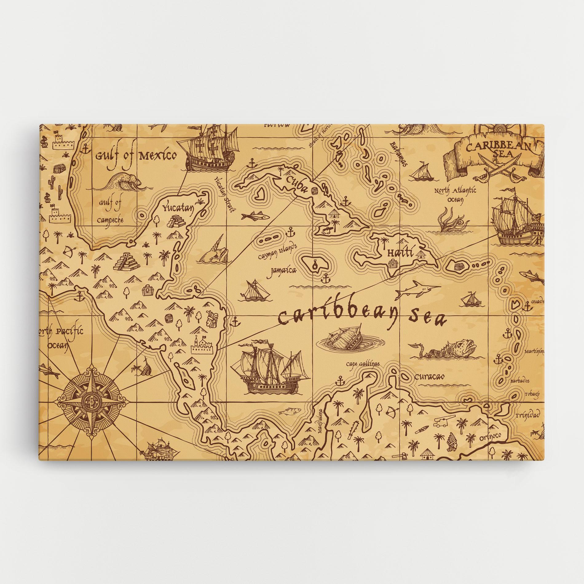 Tablou Canvas Caribbean Sea Map mockup 0